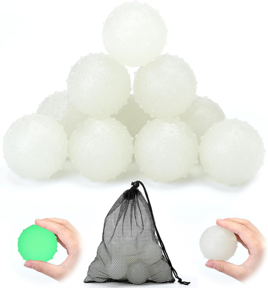 Liliful 10 Pcs Glow in The Dark Dog Toys 2.4 Inch Dog Balls Rubber Glowing Fetch Ball with Net Bag for Puppy Small Medium Dogs