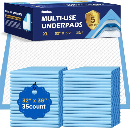 Extra Large Bed Pads for Incontinence Disposable,(32"x36",35Pads) Leak-Proof Breathable Incontinence Bed Pads for Children and Pets,High Absorbency Disposable Bed Pads