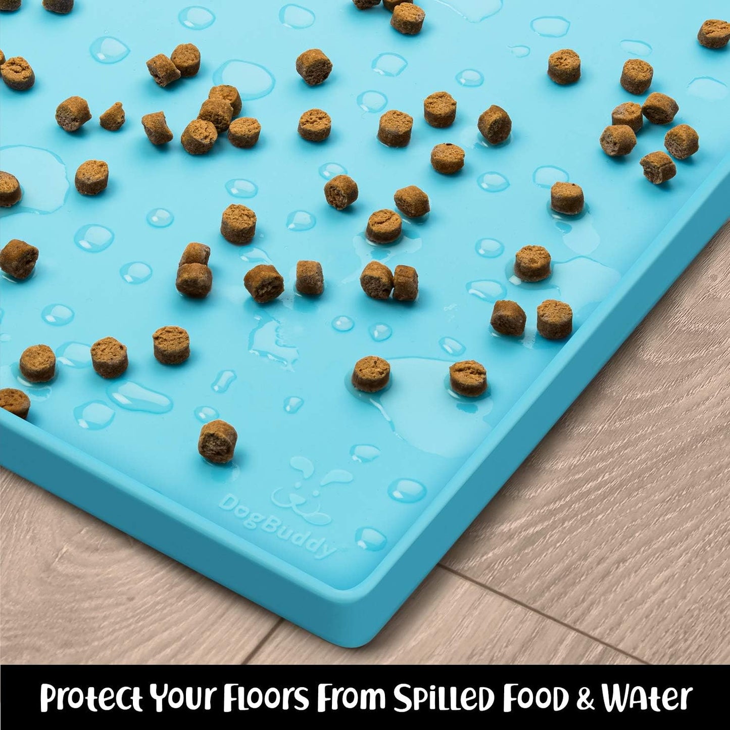 DogBuddy Dog Food Mat – Waterproof Dog Bowl Mat for Food and Water, Silicone Pet Feeding Mats for Floors, Non-Slip Placemat with High Edges for Dogs Bowls, Puppy Essentials (XL: 28" x 18", Maya)