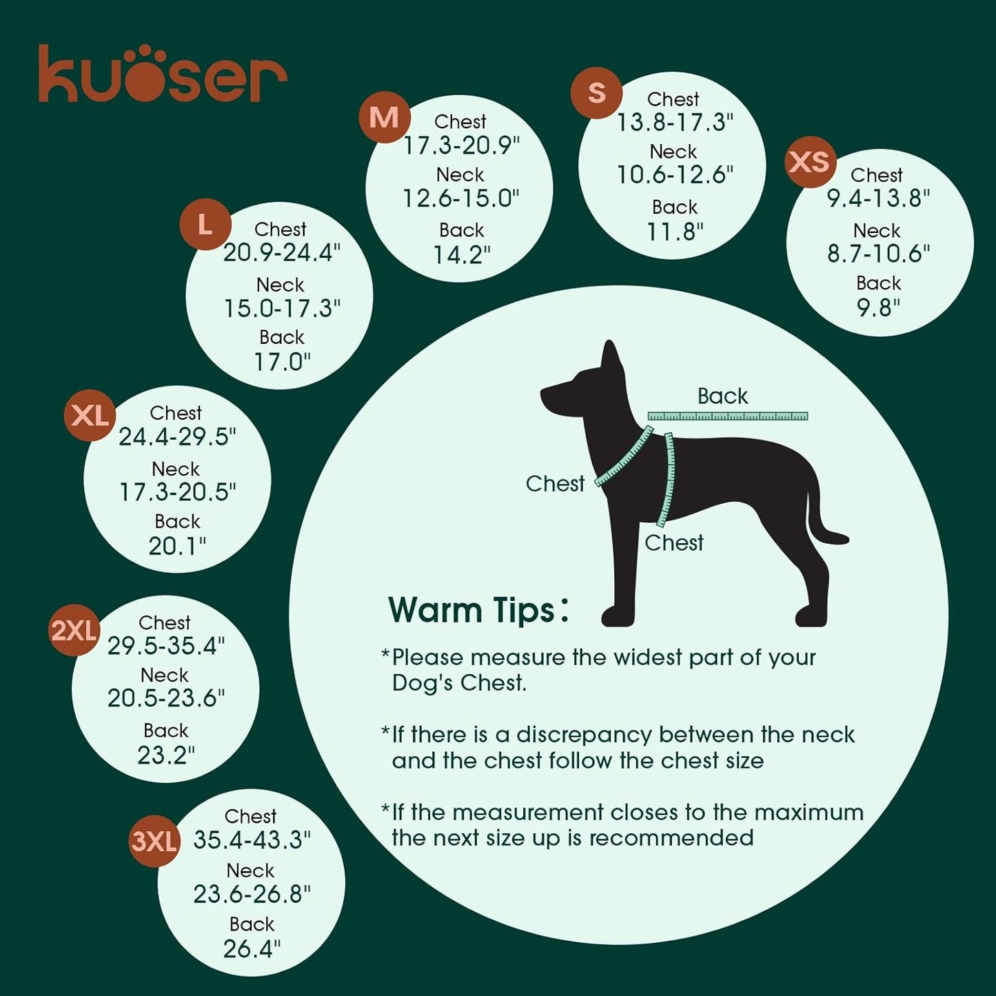 Kuoser Waterproof Dog Coat, Reversible Dog Jacket for Medium Dogs, Adjustable Durable Doggie Winter Coat Warm Puppy Cold Weather Apparel from Small to Large Breed, Orange M