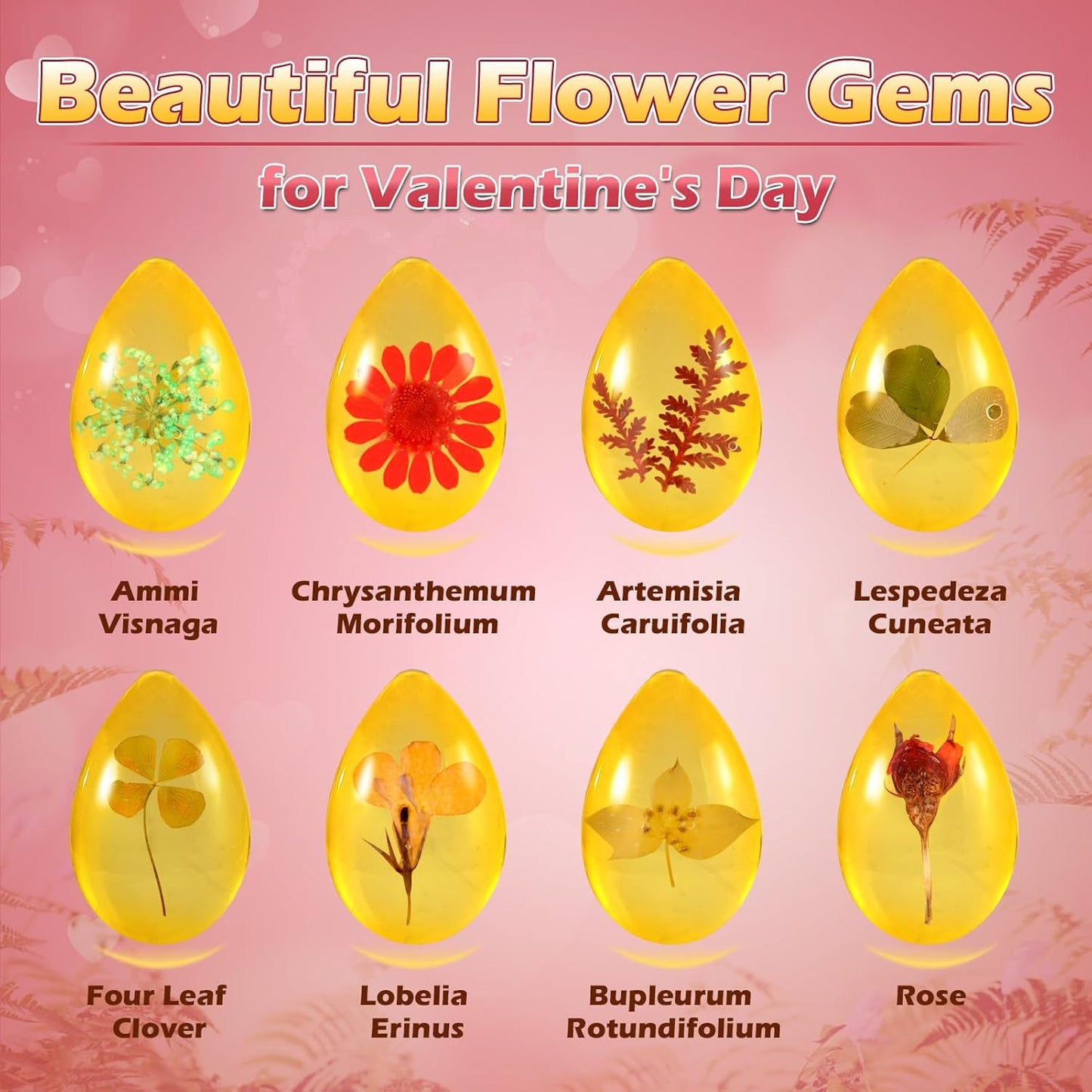 Flower Amber Dig Kit - 8 Flowers Specimens Excavation Kit, Flower Toy for Kids Girls, Plant Gift Dig Kits, Flower Plant Toys for Girls 6 and up Year Old Birthday Valentine's Day Gifts