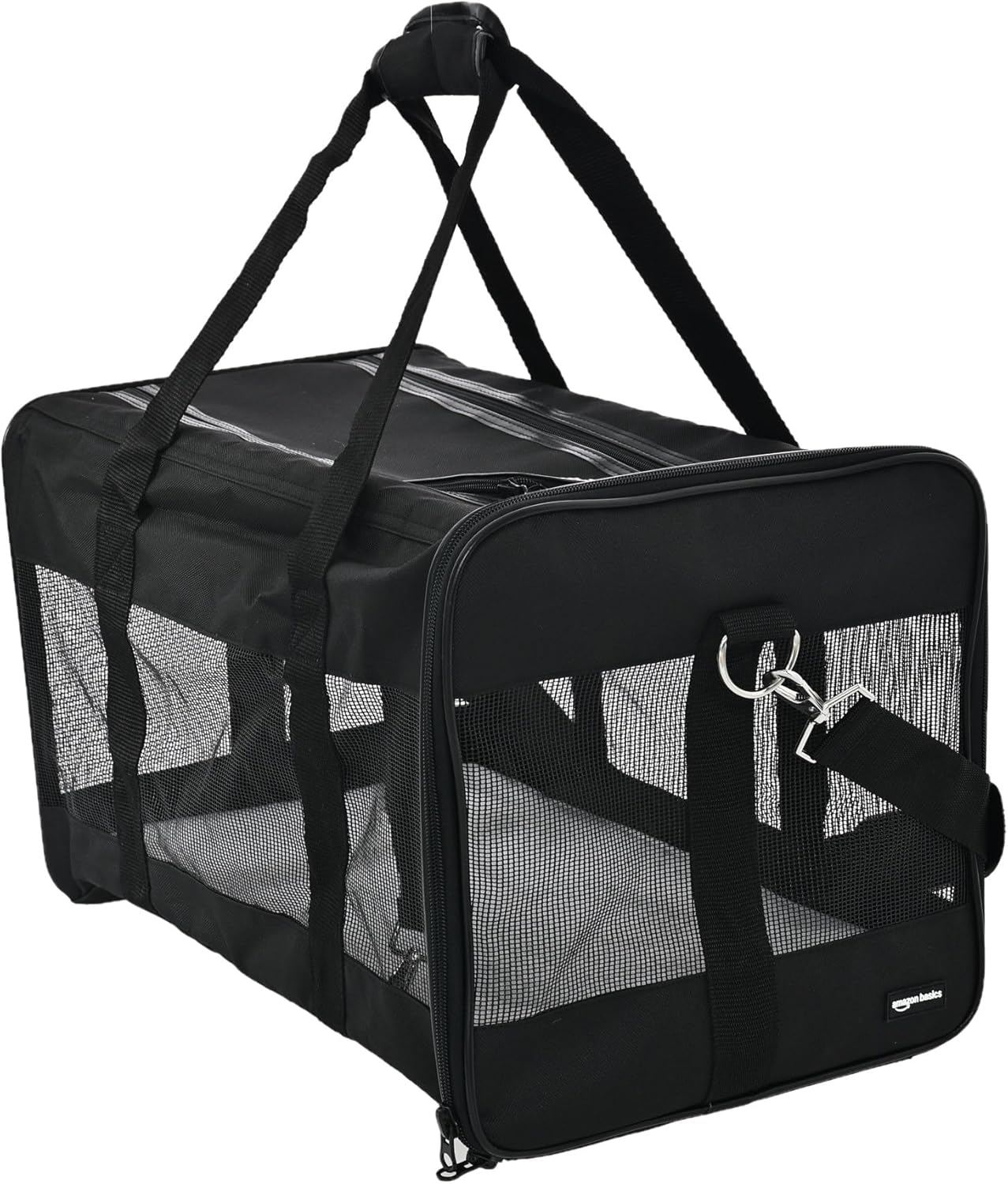 Amazon Basics Soft-Sided Mesh Pet Travel Carrier for Dog, Cat, up to 16 pounds, 16.5" L x 10.6" W x 11" H, Black