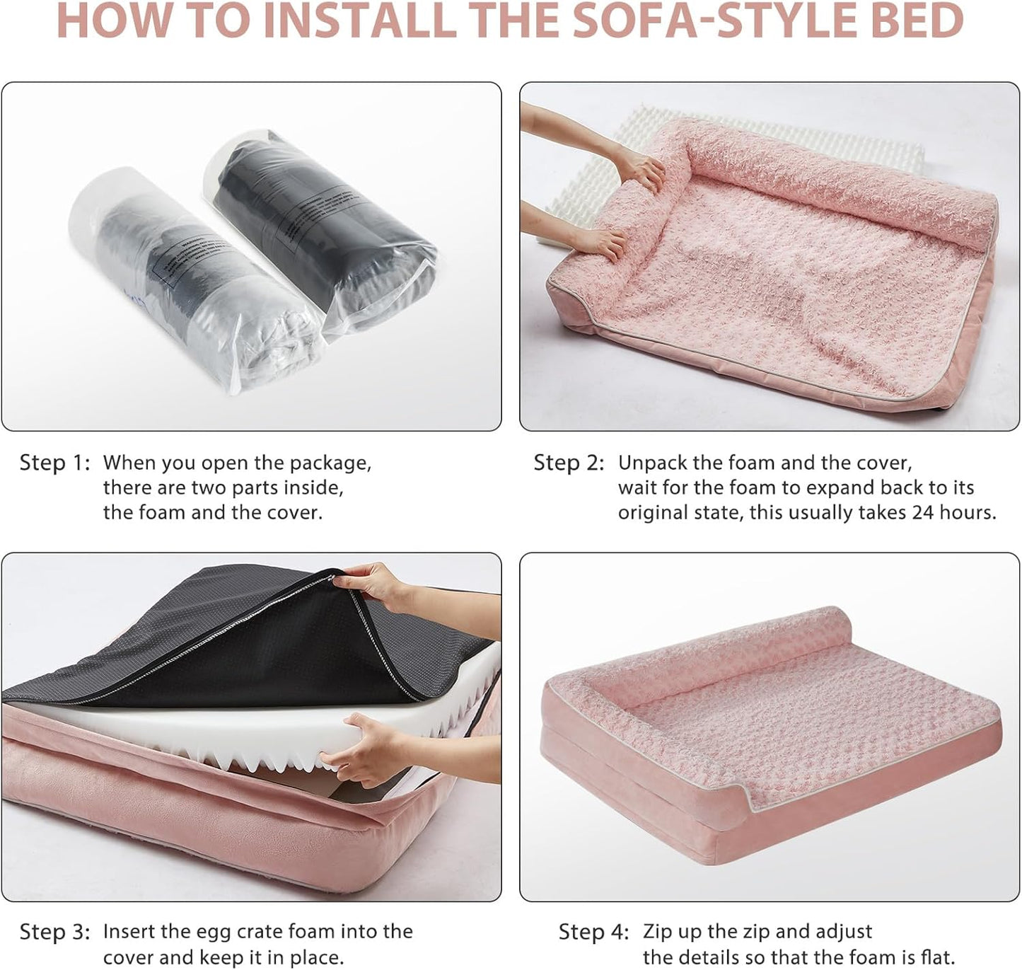 BFPETHOME Orthopedic Dog Beds for Large Dogs-Waterproof Sofa Dog Bed with Removable Washable Cover, Large Pet Bed with Waterproof Lining and Nonskid Bottom, Pet Bed for Dogs