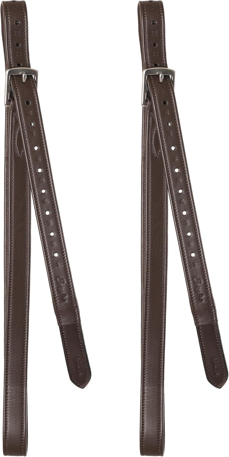 Exion FlexiStrong Stirrup Leathers for English Saddle | Ultra-Soft Cow Calfskin with Nylon Core | 1” Wide Stirrup Leathers for Daily Use | Sizes 48" to 62" | Black, Brown