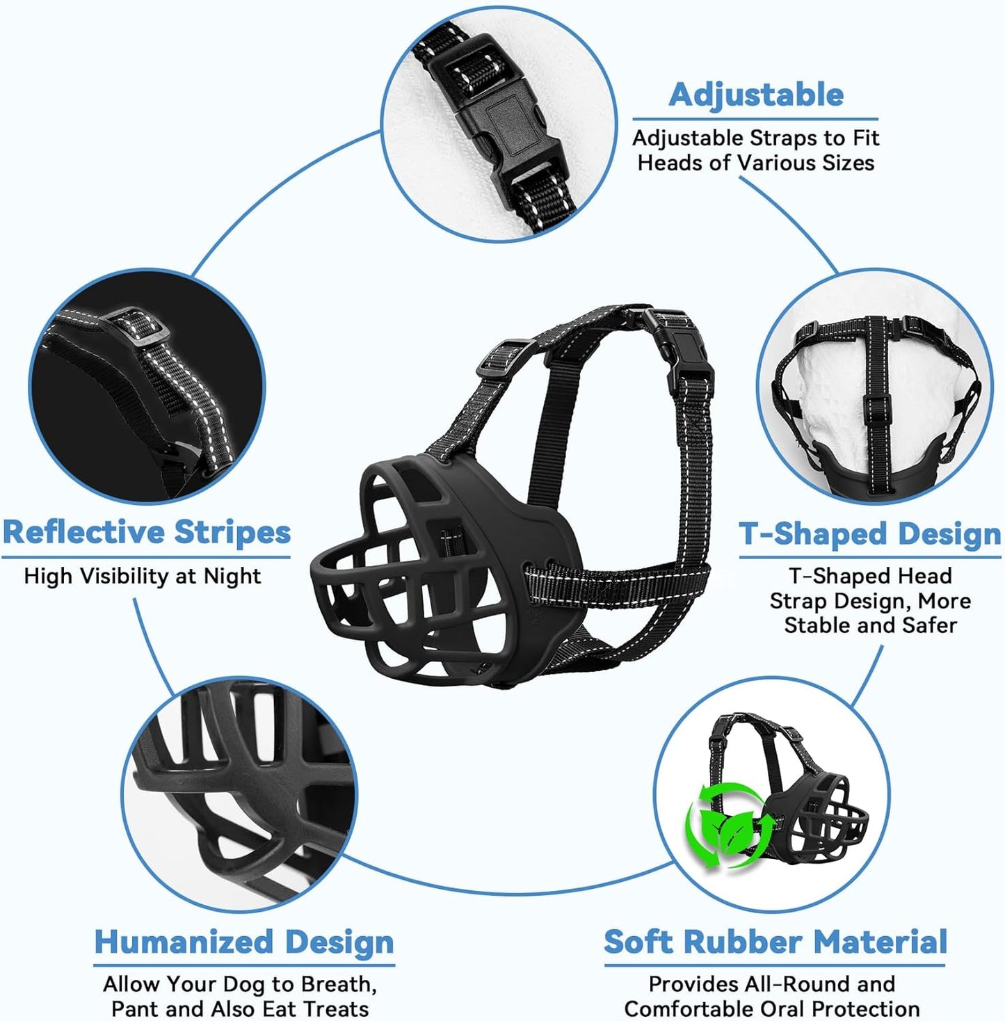 Dog Muzzle for Large Dogs, Breathable Basket Muzzles for Small, Medium and X-Large Aggressive Dog, Allows Panting Drinking, Suitable for Grooming Trimming Training (1, Black)