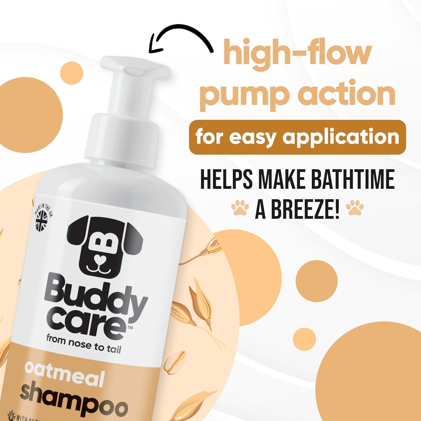 Oatmeal Dog Shampoo by Buddycare | Shampoo for Dogs with Irritated Skin | Relieving and Rehydrating | with Aloe Vera and Pro Vitamin B5 (50.72oz)