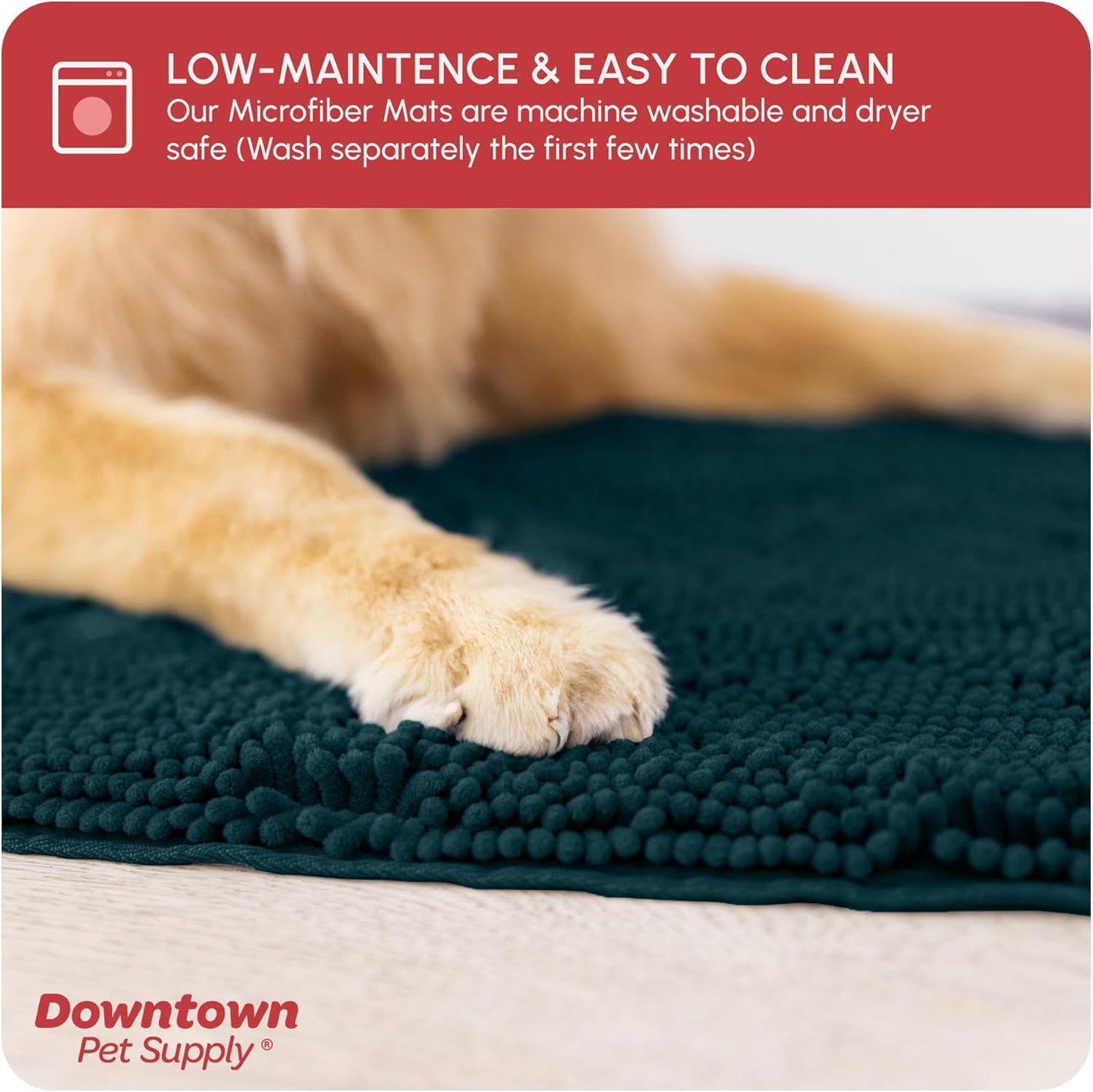 My Doggy Place Microfiber Dog Mat for Muddy Paws, 60" x 36" Teal - Non-Slip, Absorbent and Quick-Drying Dog Paw Cleaning Mat, Washer and Dryer Safe - X-Large/Runner