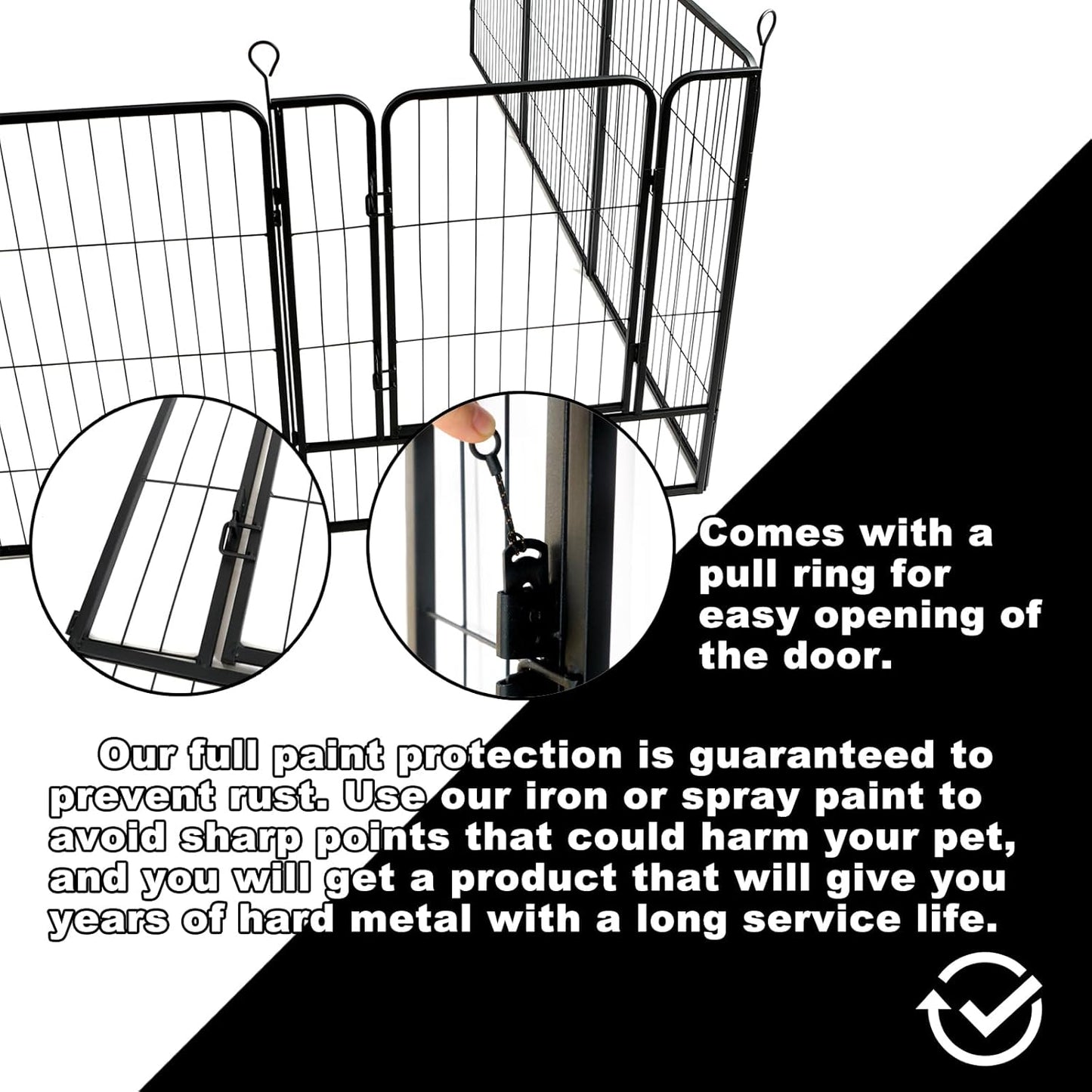 Dog Playpen,24 32 40 48 in(H) Pet Fence Outdoor for Rv Camping,Garden Fence Medium Animal Barrie for Yard,11Ft(L)-56Ft(L) Black Metal Temporary Fencing