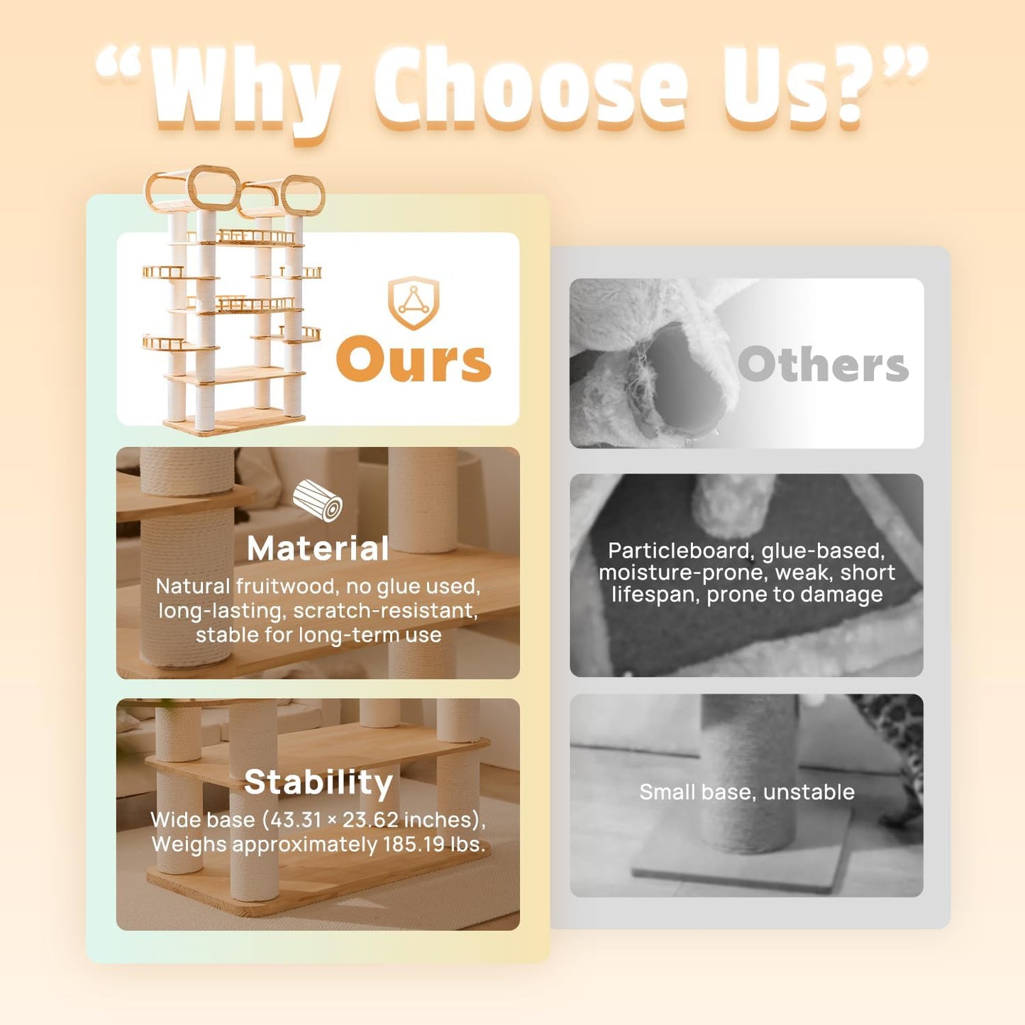 77'' Large Modern cat Tree, Multi-Level Tall Solid Cat Tower, Cat Furniture for Indoor Cats, Huge Cat Condo for Multi-Cat Families