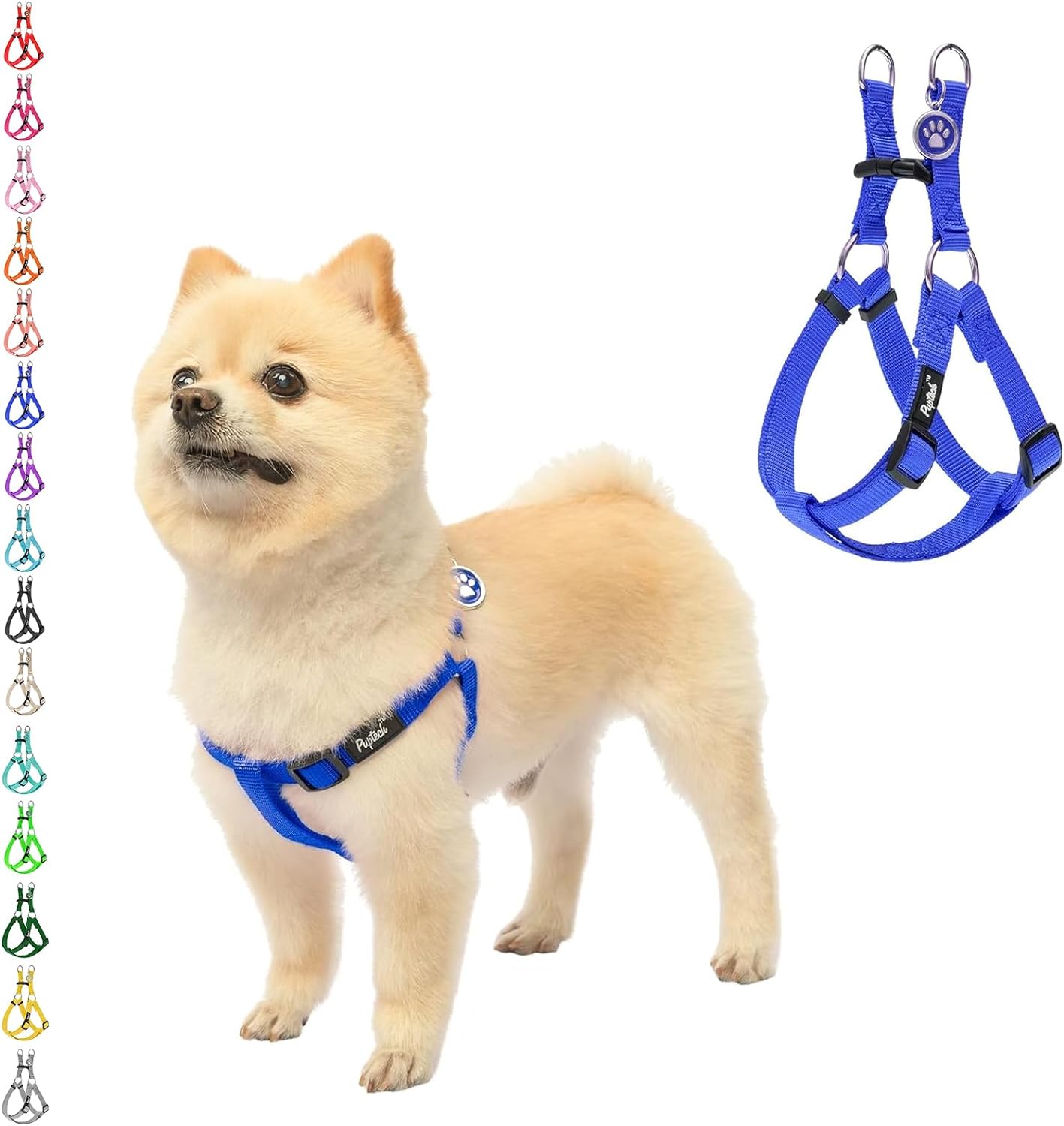 PUPTECK No Pull Dog Harness Soft Adjustable Basic Nylon Step in Puppy Vest Outdoor Walking with ID Tag X-Small