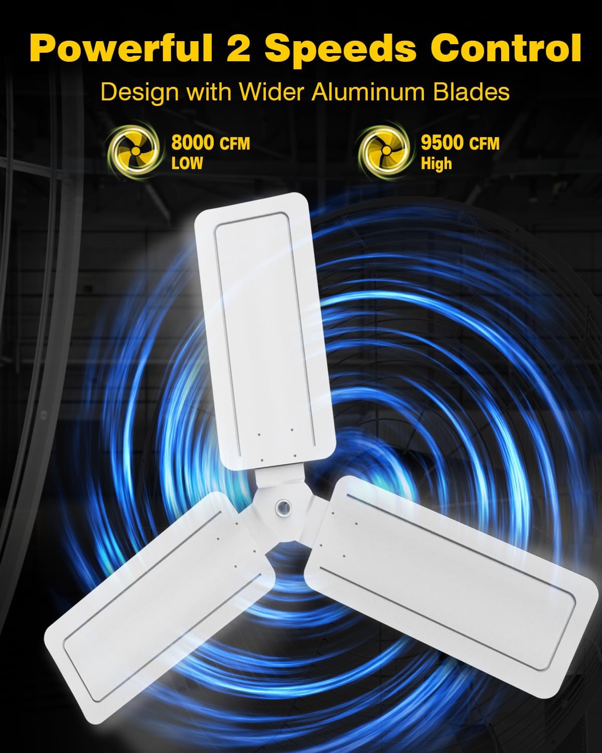 VENTISOL 30 Inch Wall Mount Fan Oscillating, 9500 CFM High Velocity Industrial Fans with 3 Speeds for Garage, Shop, Warehouse, Workshops, Cover Patio, ETL Listed