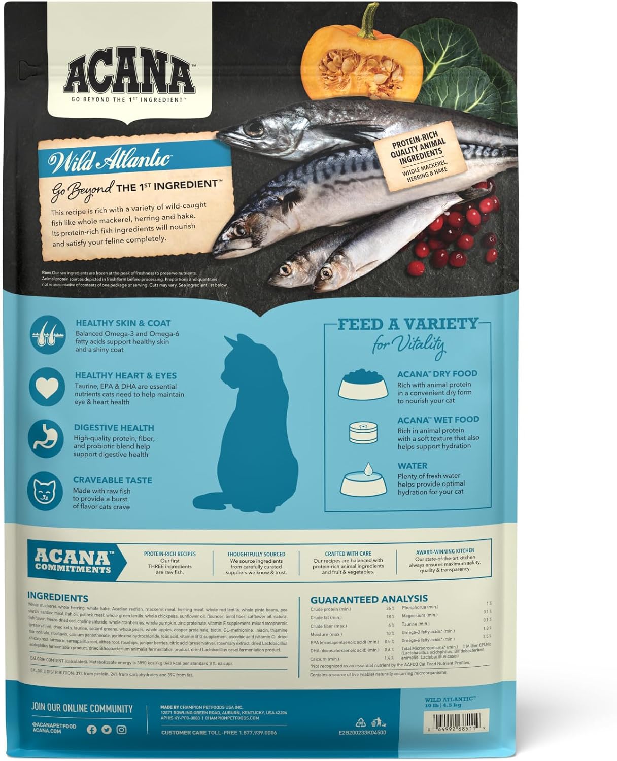 ACANA Grain-free Dry Cat Food Wild Atlantic Saltwater Fish with Freeze-Dried Liver 10lb Bag