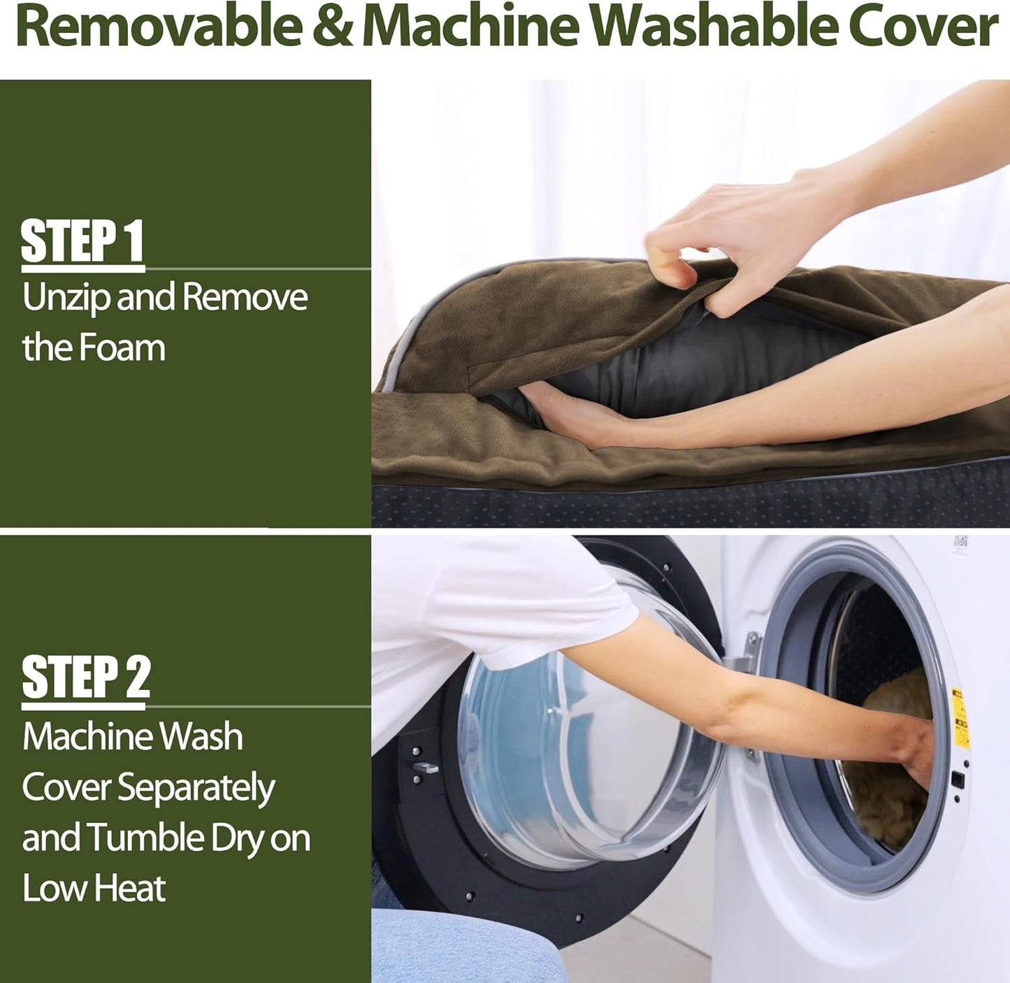 Orthopedic Dog Beds for Extra Large Dogs, Waterproof Dogs Beds XLarge, Memory Foam Dog Couch Beds with Comfy Bolster, Removable Washable Cover and Nonskid Bottom (X-Large,Brown)