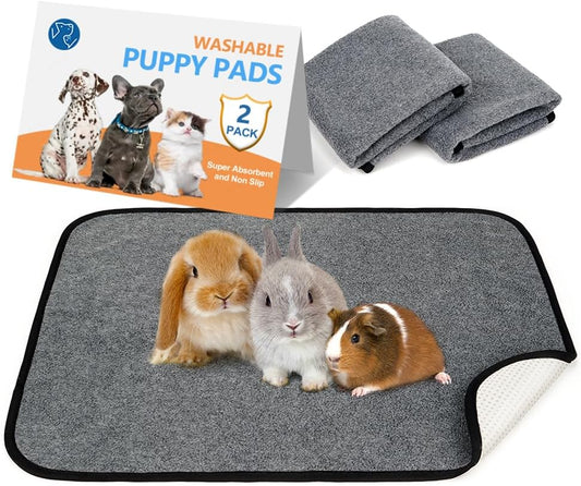 Washable Pee Pads for Dogs 2 Pack Reusable Puppy Pads Waterproof Pet Training Pads, Non-Slip Dog Mats Fast Absorbent Whelping Pads for Playpen, Potty, Crate, Bed, 18" x 24"