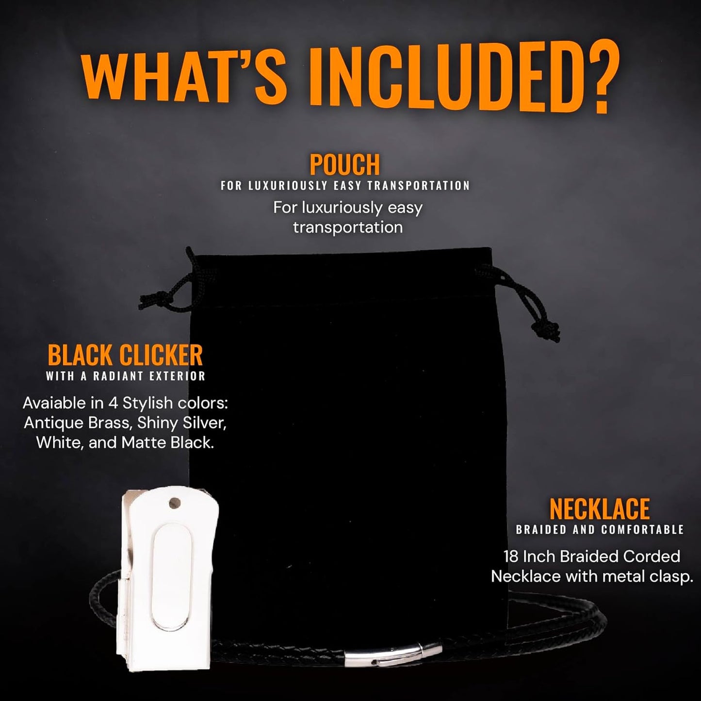 White Dog Clicker with Necklace - Clickers for Pet Training - Dog Training & Behavior Aids Easy to Carry with You Anywhere - Teach Your Dog Tricks or Reward His Behavior