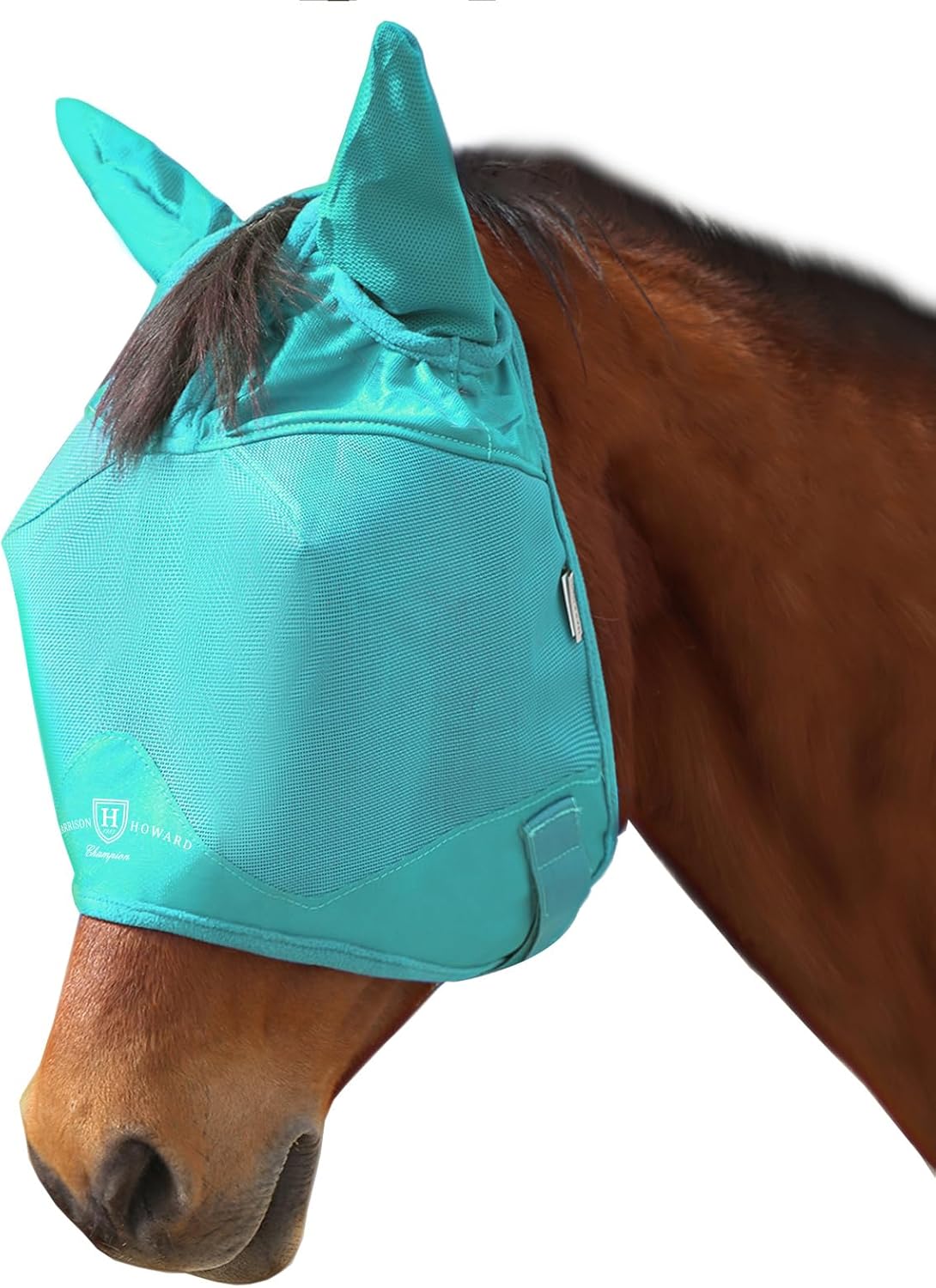 Harrison Howard UV-proof Multi-Function Fabrics Thick Fleece Padding Horse Fly Mask Half Face with Ears Mint Arabian Medium
