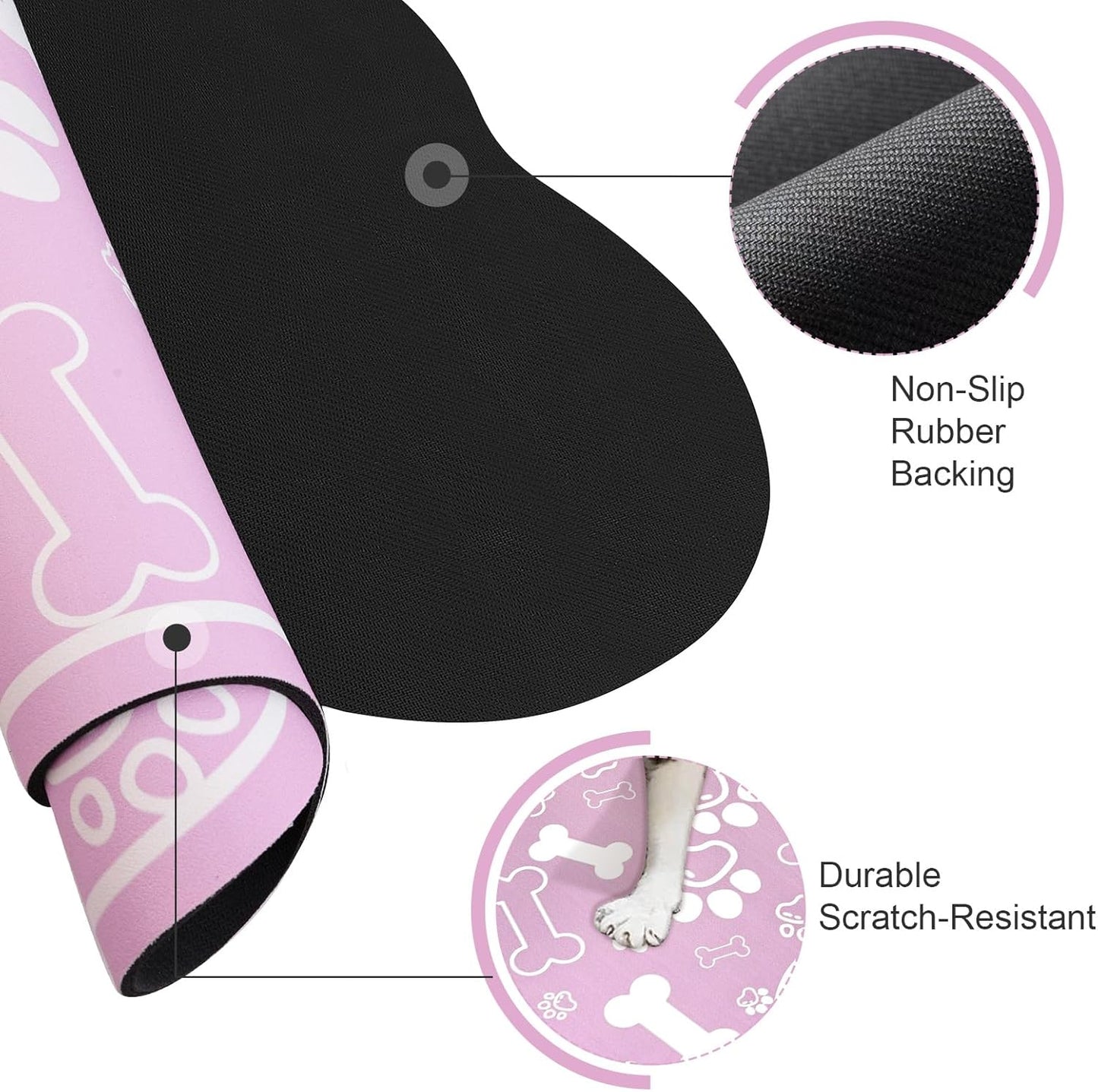 Dog Cat Mat for Food and Water,Rapid Absorbent Pet Feeding Mat, Bone Shaped Dog Placemat Bowl Mat with Rubber Backing,No Stains Pet Food Mats Indoor, Pet Accessories Supplies,Pink 16"×24"