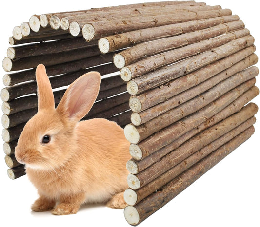 kathson Rabbit Bridge Wooden Hamster Climbing Tunnel Bunny Extra Large Ladder Wood Flexible Hideout for Guinea Pig Chinchilla Ferret Hedgehog Rat Squirrel and Other Rodents(26 x 16 in)