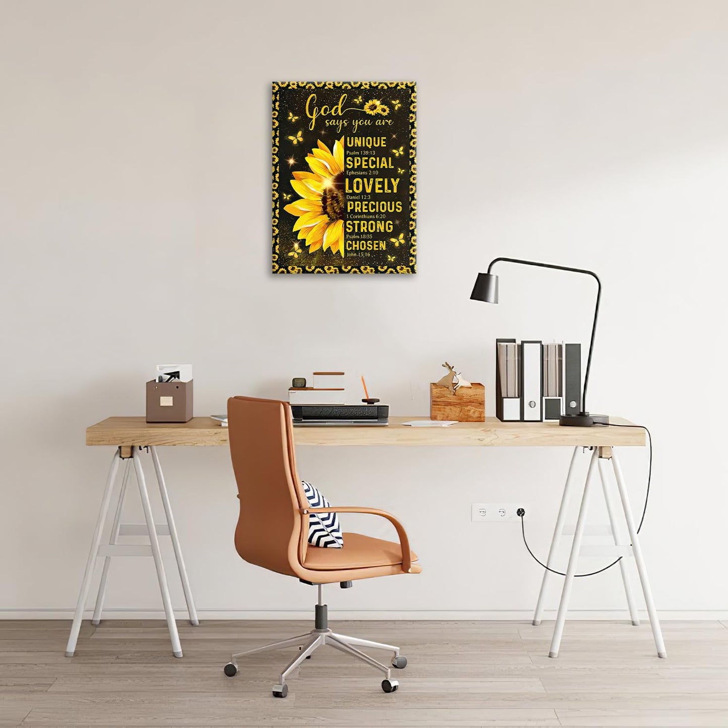 Christian Sunflower Bathroom Pictures Wall Art, Bible Verse Bathroom Wall Decor for Bedroom Office Wall Decorations for Bathroom Living Room Painting Artwork Modern Poster Prints 16"L x 12"W