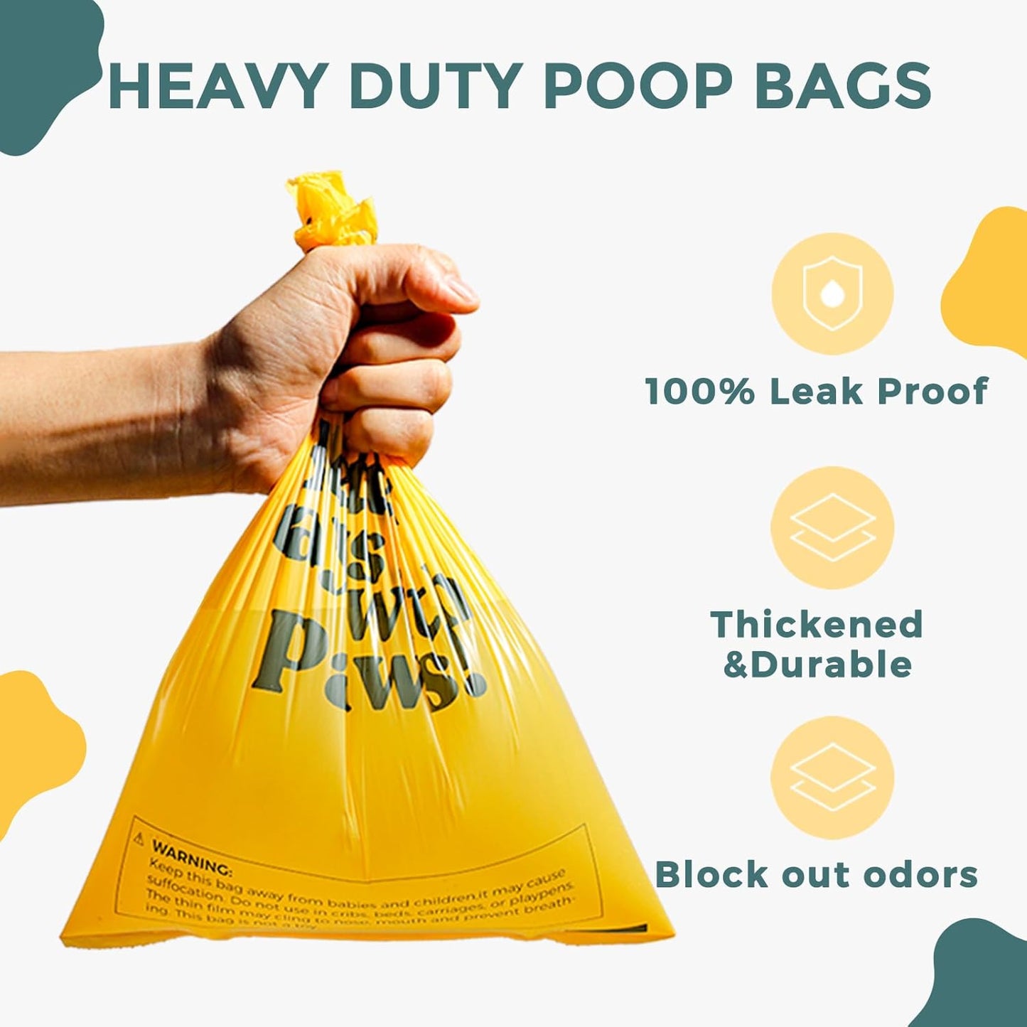 Dog Poop Bags Rolls Biodegradable 100% Leak Proof Thickened Dog Waste Bags -270 Count 18 Rolls - Cornstarch Based Doggie Poop Bag for Puppy and Big Dogs(Unscented)