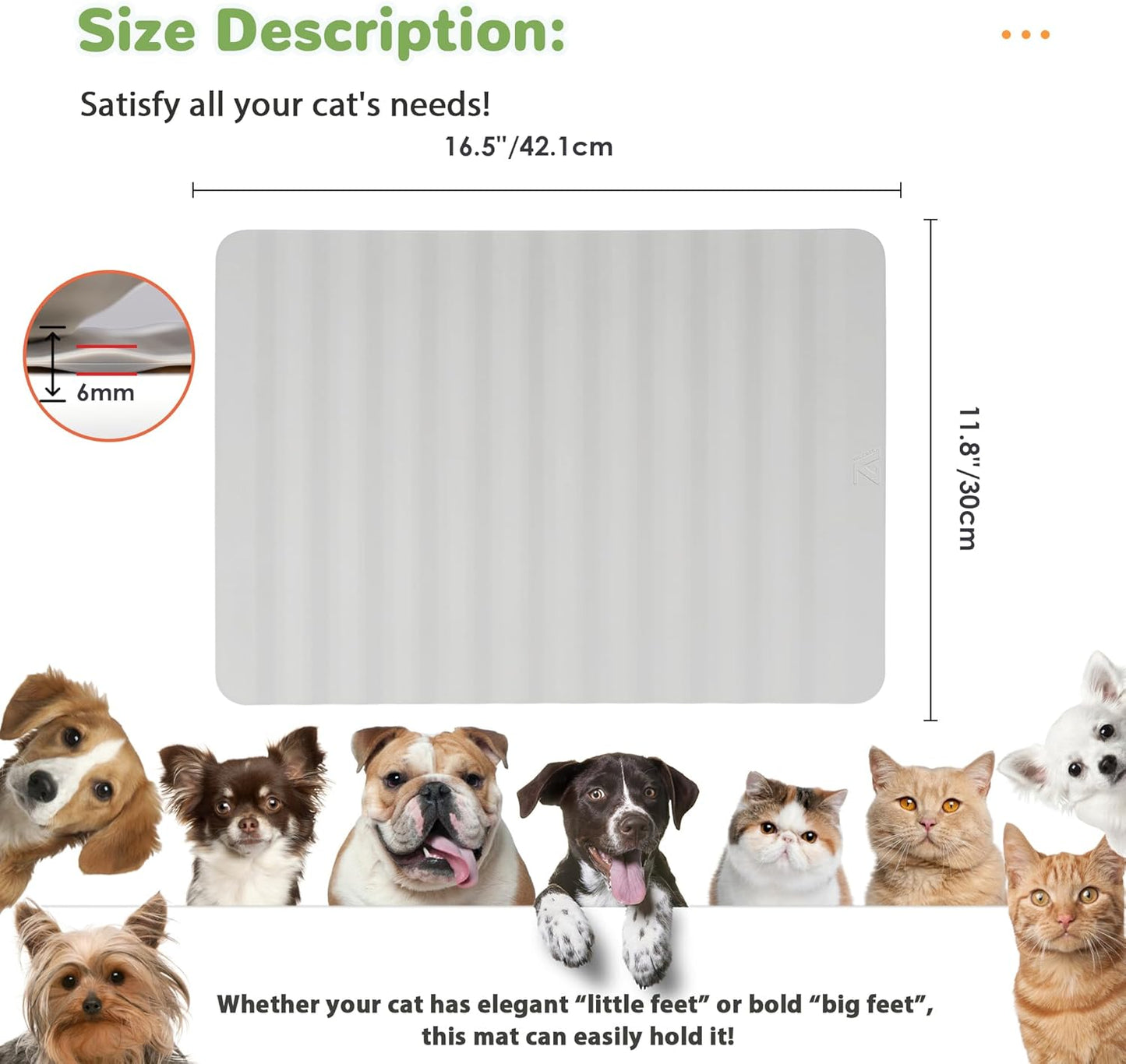 Li&Zhao Dog Food Mat - Wave Cat Food Mat Pet Food Mat Dog Bowl Mat Waterproof Pet Mats for Food and Water for Floors Waterproof(Gray)