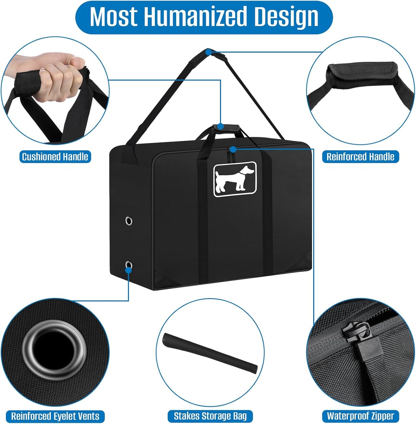 SIRUITON Dog Playpen Storage Bag Fits 32" H 8 Panels and 9 Stakes, Heavy Duty 600D Oxford Fabric Suitable for Foldable Exercise Pet Playpen, Dog Fence Travel Bag with Reinforcing Plate & Shoulder