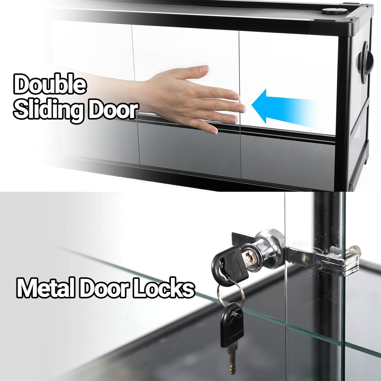 Double Stacked Reptile Tank, 30" x 12" x 32" Tall Reptiles Terrarium, Front Opening, Full Vision, Knock Down, 2 Pack 20 Gallon Glass Cage for Reptile, Bearded Dragon, Lizard, Snake, Gecko