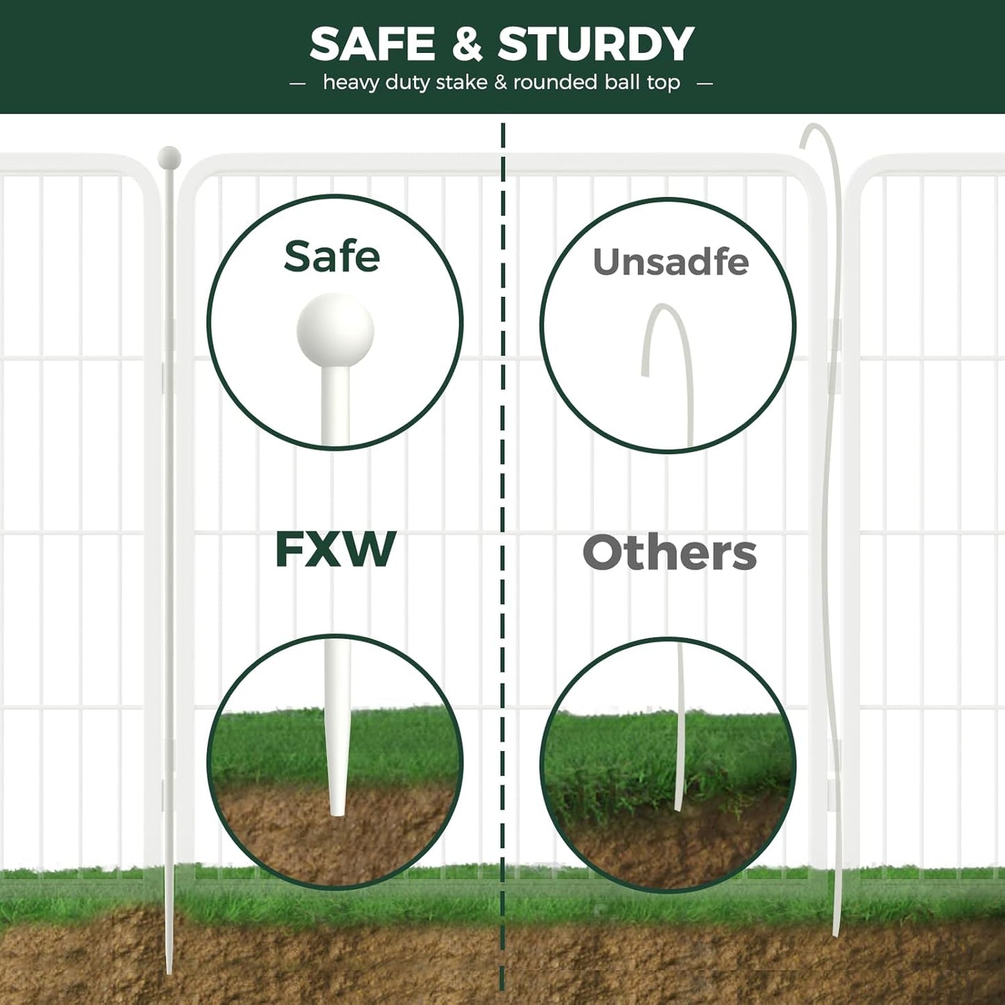FXW Rollick Unleashed Dog Playpen for Indoor, Yard, RV Camping, 40 inch 8 Panels for Medium and Large Dogs, White│Patented