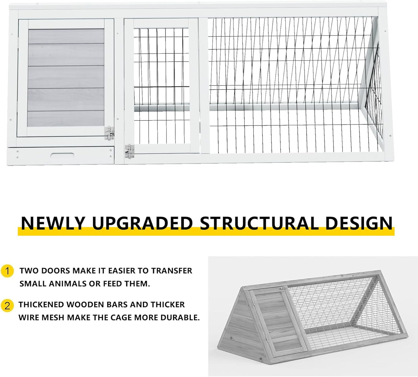 Chicken Coop Indoor Outdoor,Wooden Brooder Box,A-Frame Poultry Quail Cages Duck House with Ventilating Wire Rabbit Hutch for Small Animals (Grey)