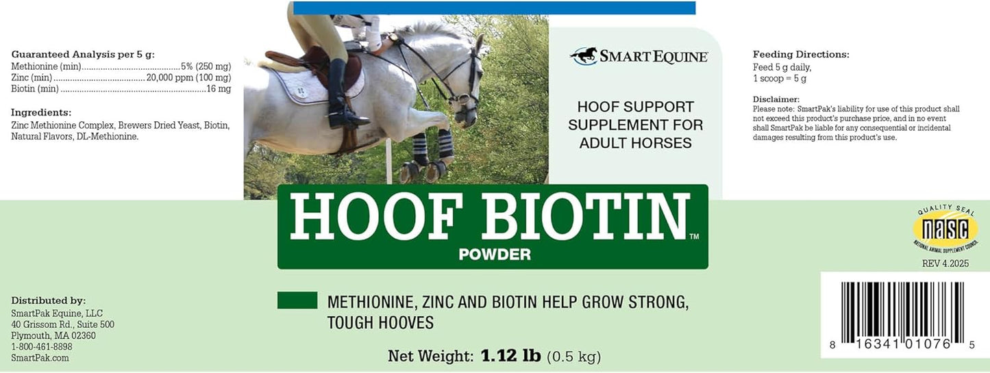 Uckele by SmartEquine Horse Biotin Powder | Hoof Supplement for Horses | Biotin for Horses | Includes Zinc and Methionine | 18 oz Jar