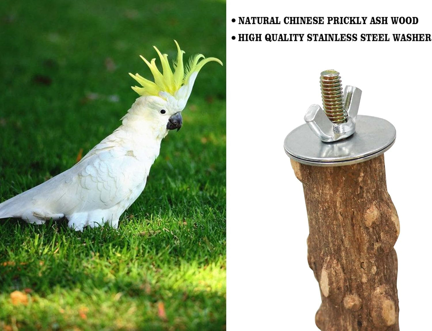 Large Natural Pepper Wood Parrot Stand Branch, Wooden Perch for Parakeet Cockatiels Conures Lovebirds Budgies, Birdcage Accessories 15.66.7 Inches