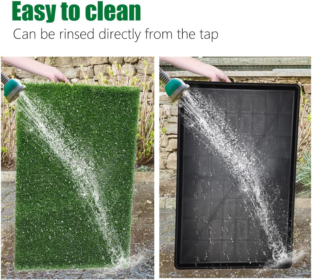 Artificial Grass Dog Grass Pad with Tray, Reusable Pet Urinal Pads for Training, 4 Layers Washable Bathroom Balcony Indoor Dog Potty (L-20×30")