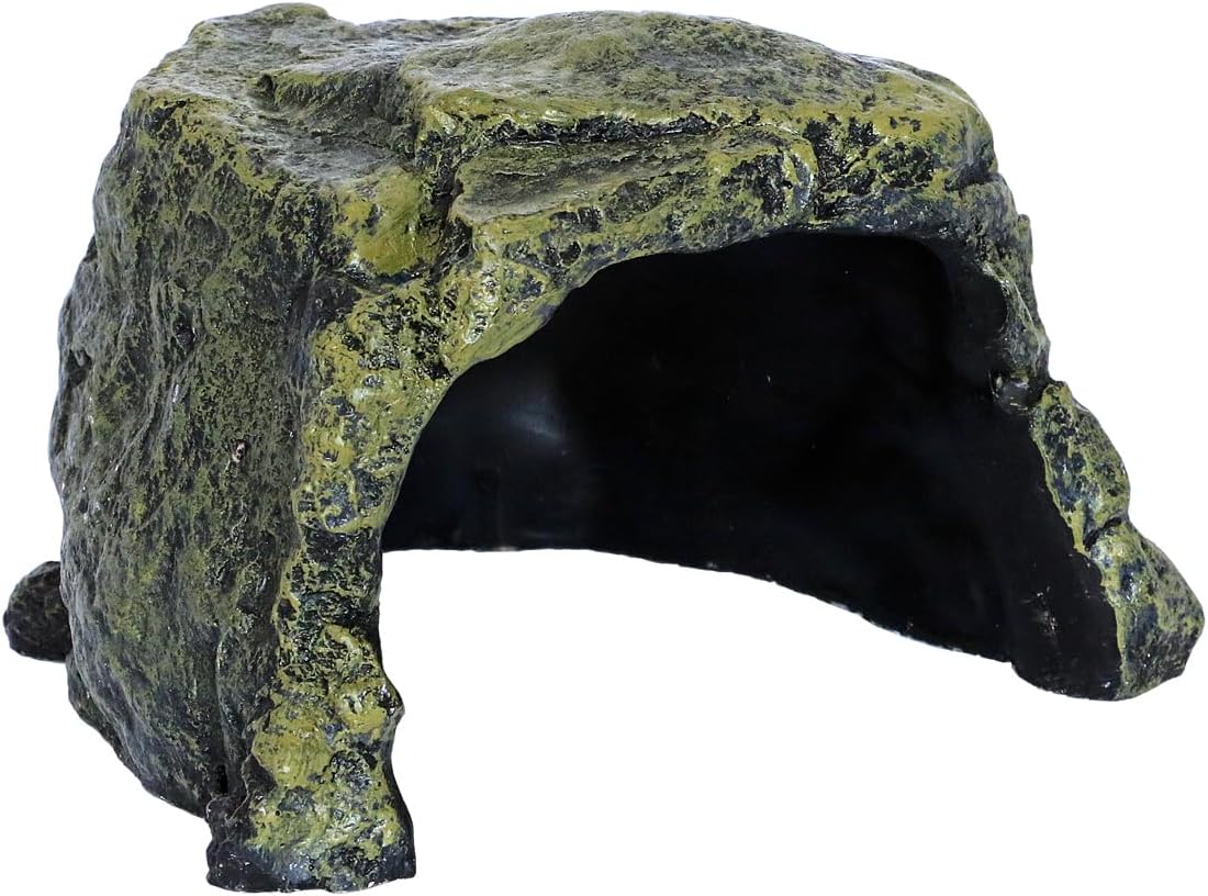 Rock Hide Cave for Reptiles, Amphibians Rock Den - Terrarium & Aquarium Decor, Great for Bearded Dragons,Lizards,Snakes,Turtles,Geckos,Frogs,Small Animals - Large Size