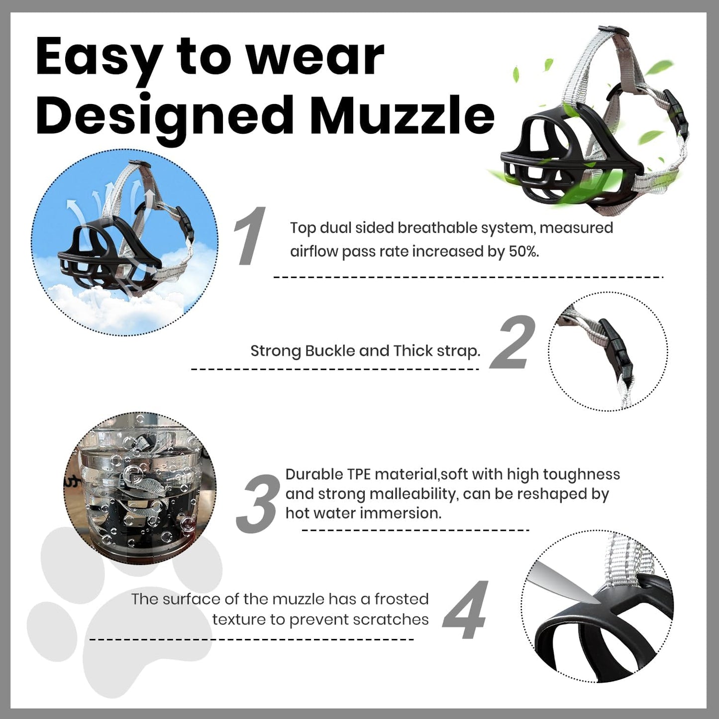 Dog Muzzle, Basket Muzzle for Small Medium Large Dogs, Anti-Biting and Chewing, Lightweight & Sturdy Cage Design, Allows Panting & Drinking, Ideal for Grooming & Training(Black Size XL)