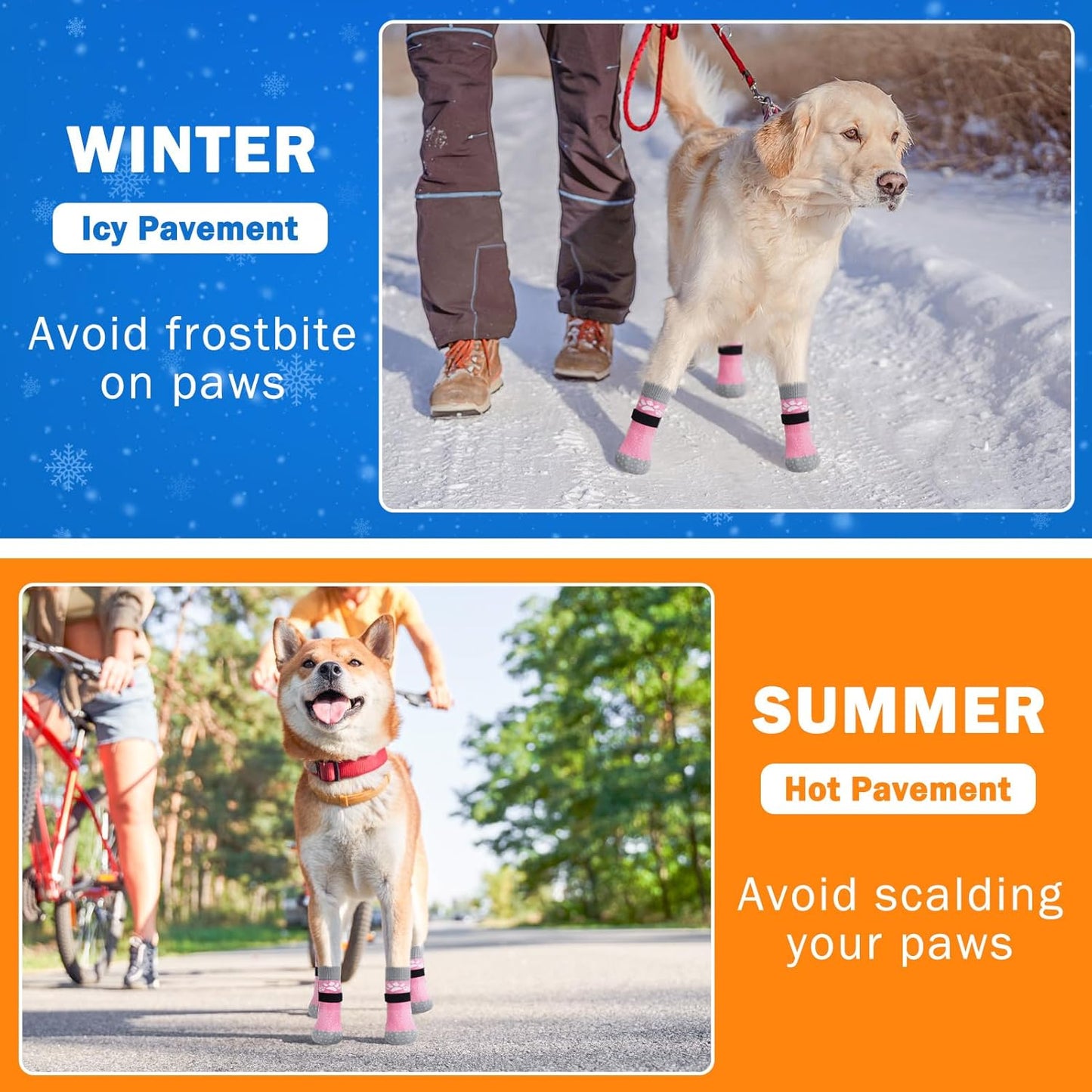 SCENEREAL Anti Slip Dog Sock to Prevent Licking Paws for Hardwood Floors, Boots & Paw Protector Shoes for Hot/Cold Pavement with Grippers, Double Sides Grips for Small Medium Large Senior Dogs, S