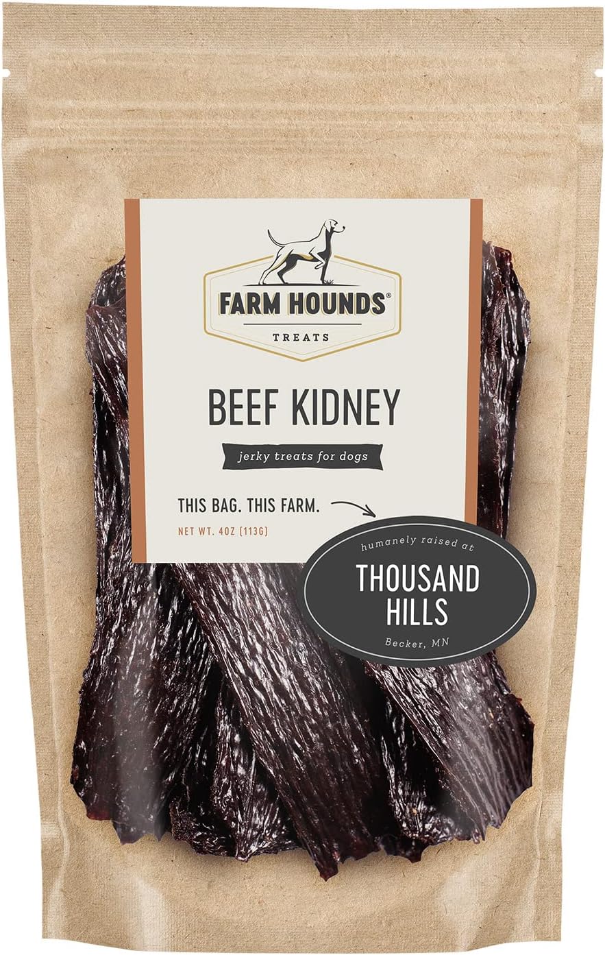 Farm Hounds - Beef Kidney - Premium Natural Beef Kidney Jerky For Dogs - Made From 100% Humanely Raised Cattle - Organ Treat - Great For Training & Treats - No Added Fillers - Made in USA -4oz -1 Pack