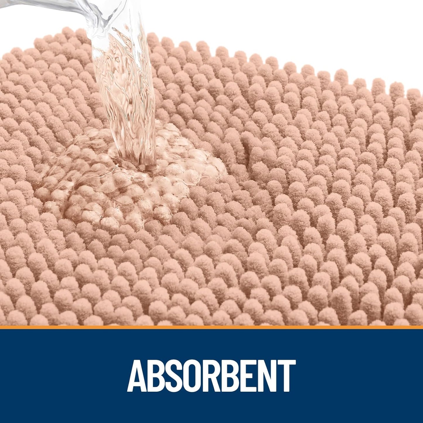 OLANLY Dog Door Mat for Muddy Paws 24x16, Absorbs Moisture and Dirt, Absorbent Non-Slip Washable Doormat, Quick Dry Chenille Mud Mat for Dogs, Entry Indoor Entryway Carpet for Inside Floor, Peach