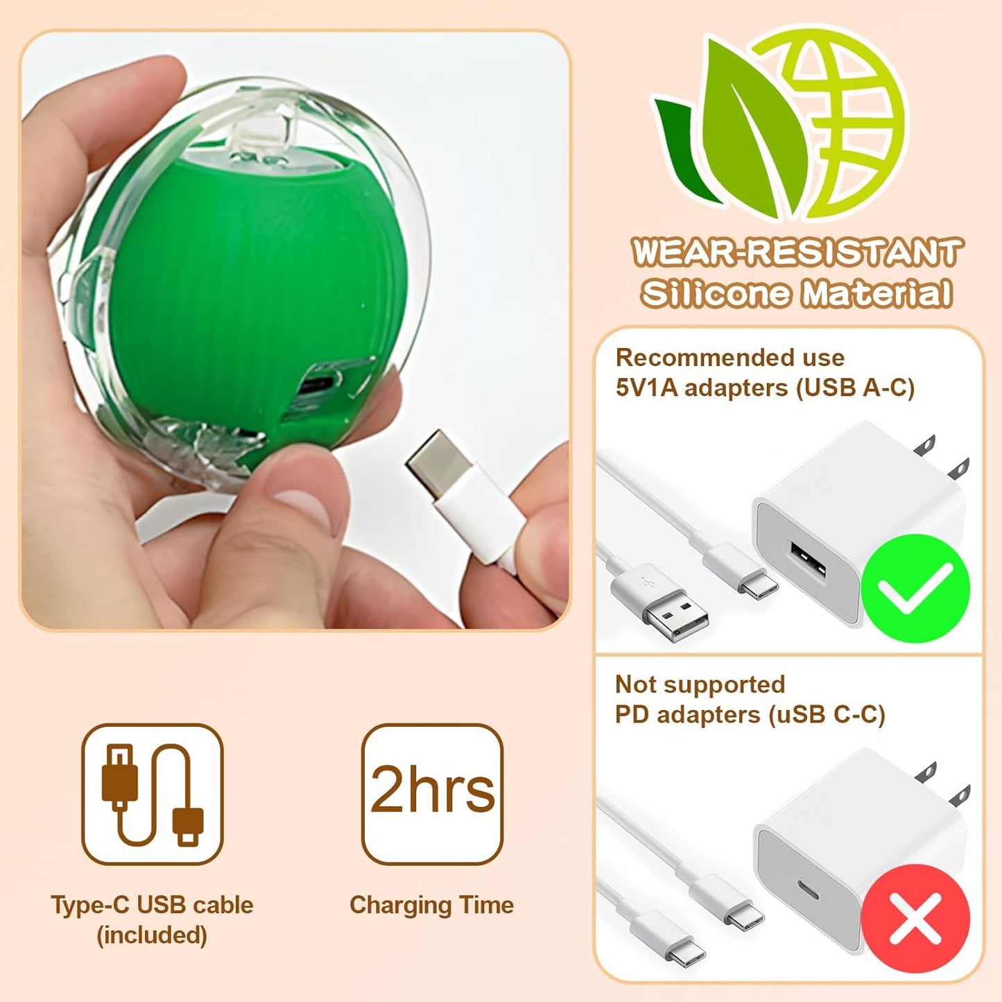 Rocfish Interactive Cat Toys Ball - Automatic Fast Rolling Ball in Play Mat, Hide and Seek Mouse Catching Game, Low-Noise Cat Enrichment Toys in Pouch for Indoor Bored Cats (Green Toy & Round Mat)