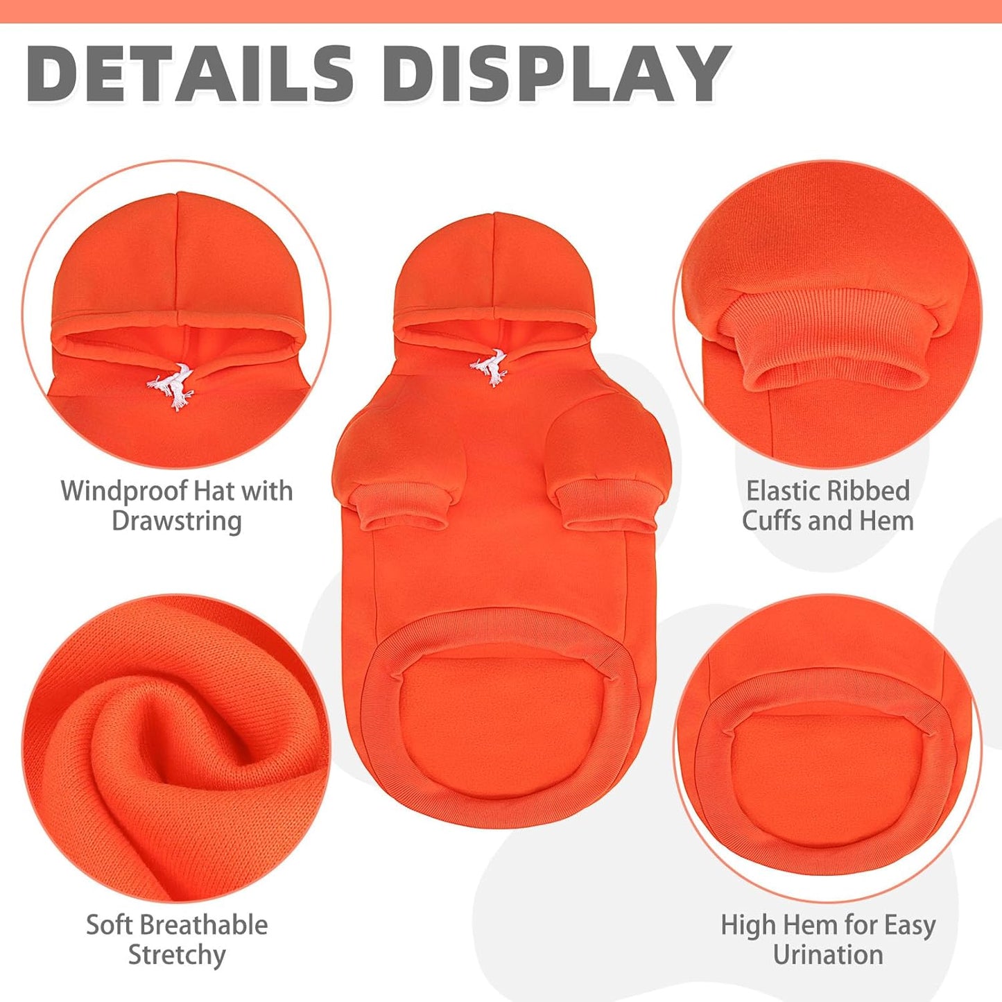 KOOLTAIL Fall Dog Hoodie - Soft & Warm Dog Thanksgiving Sweater with Leash Hole and Pocket, Pet Winter Coat, Cold Weather Clothes Sweatshirt for Small Medium Large Dogs Puppy Cat Boys Girls, Orange XL