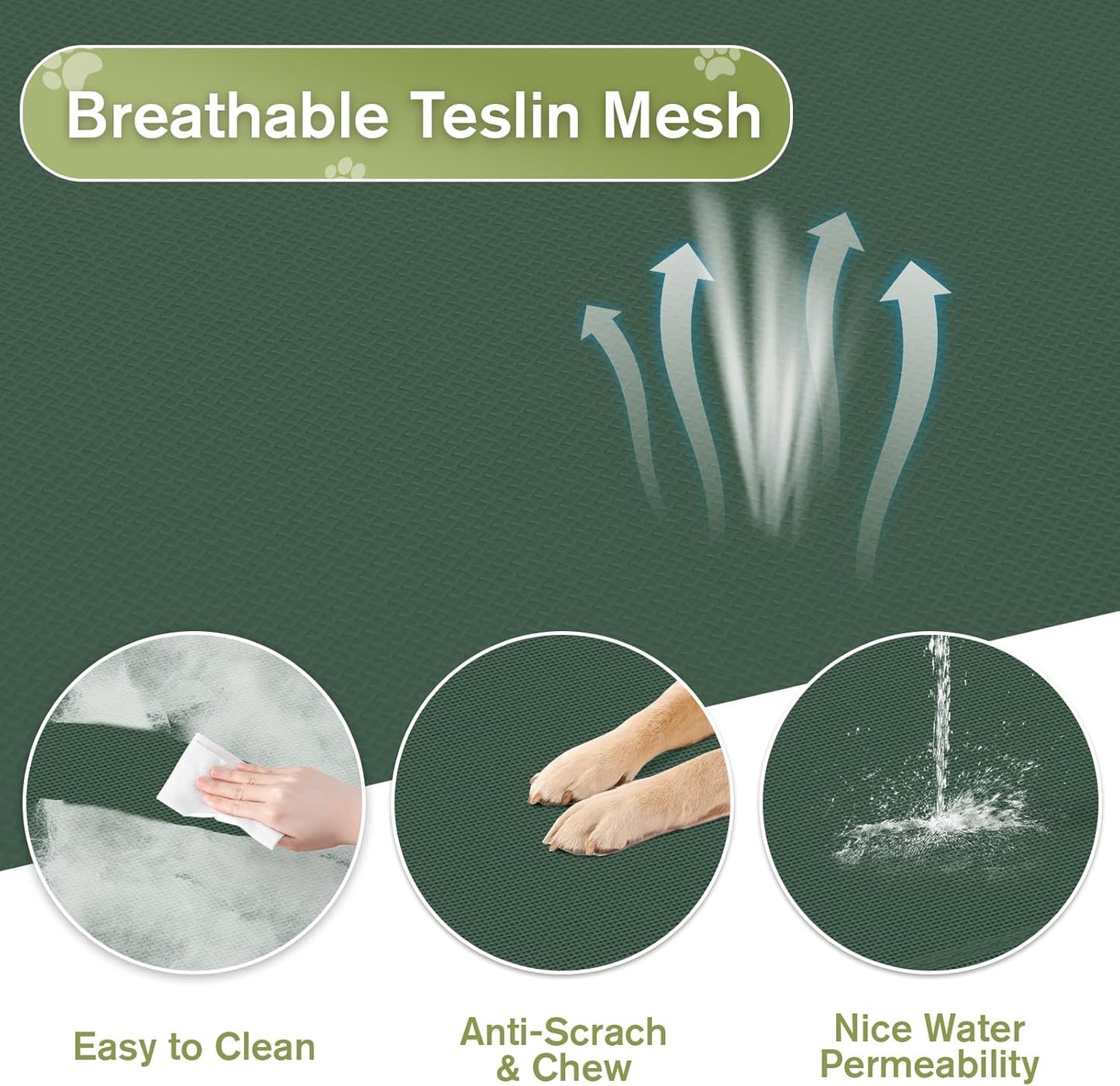 Outdoor Elevated Dog Beds Medium Sized Dog, Cooling Raised Dogs Cots Bed with Breathable Mesh, Portable Lifted Pet Hammock, Non-Slip Feet, Green, M