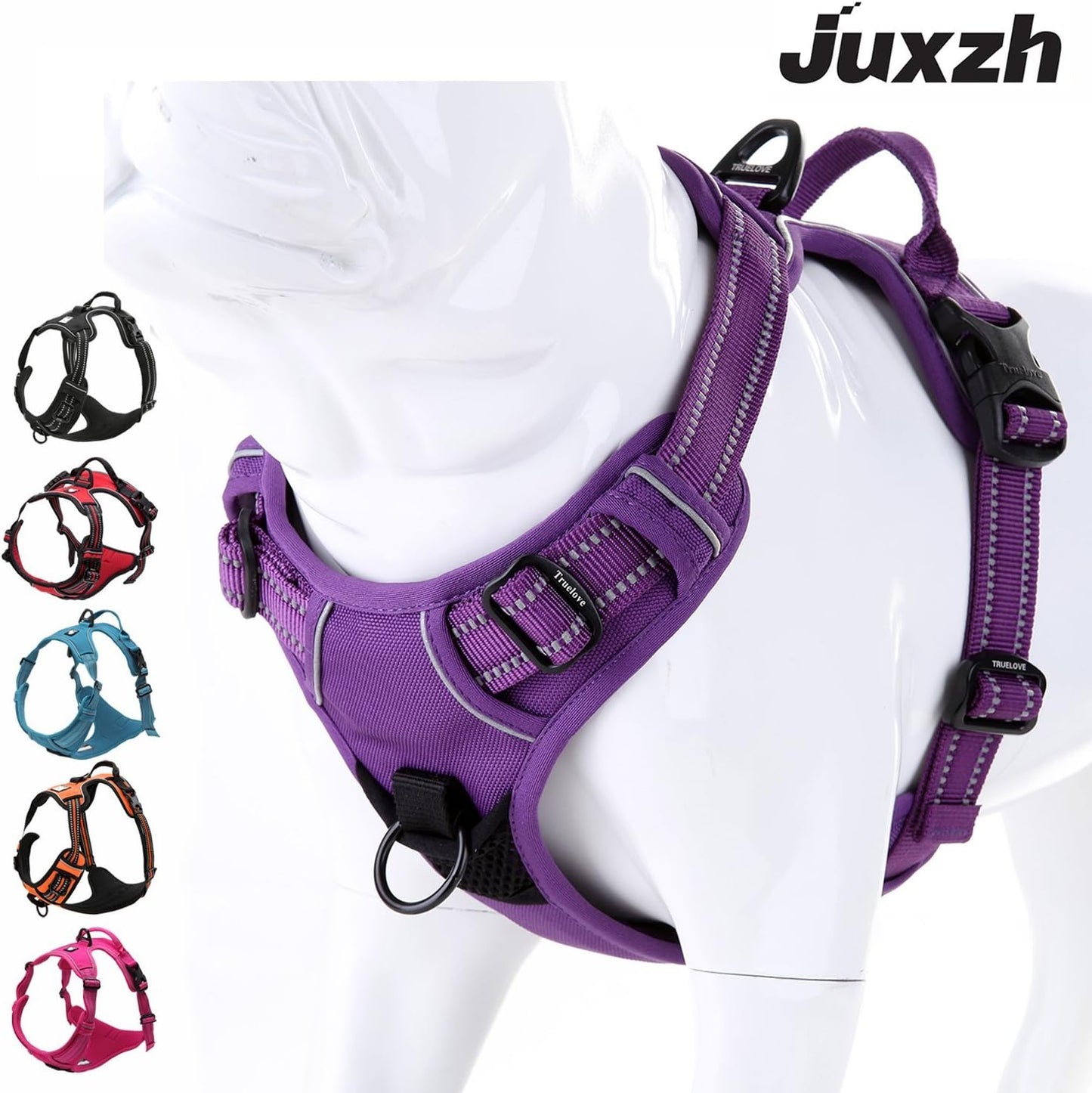 Truelove No Pull Dog Harness with Easy Control Handle and 2 Leash Attachments,Reflective Adjustable Pet Vest