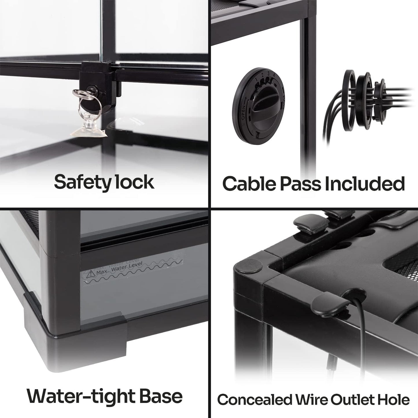REPTIZOO 15 Gallon Full Glass Reptile Terrarium 12" x 12" x 24" Knock-Down Glass Tank and Siphon Gravel Cleaner Set, Small Habitat for Reptile Chameleon, Tree Frogs, Arboreal Geckos,Lizard