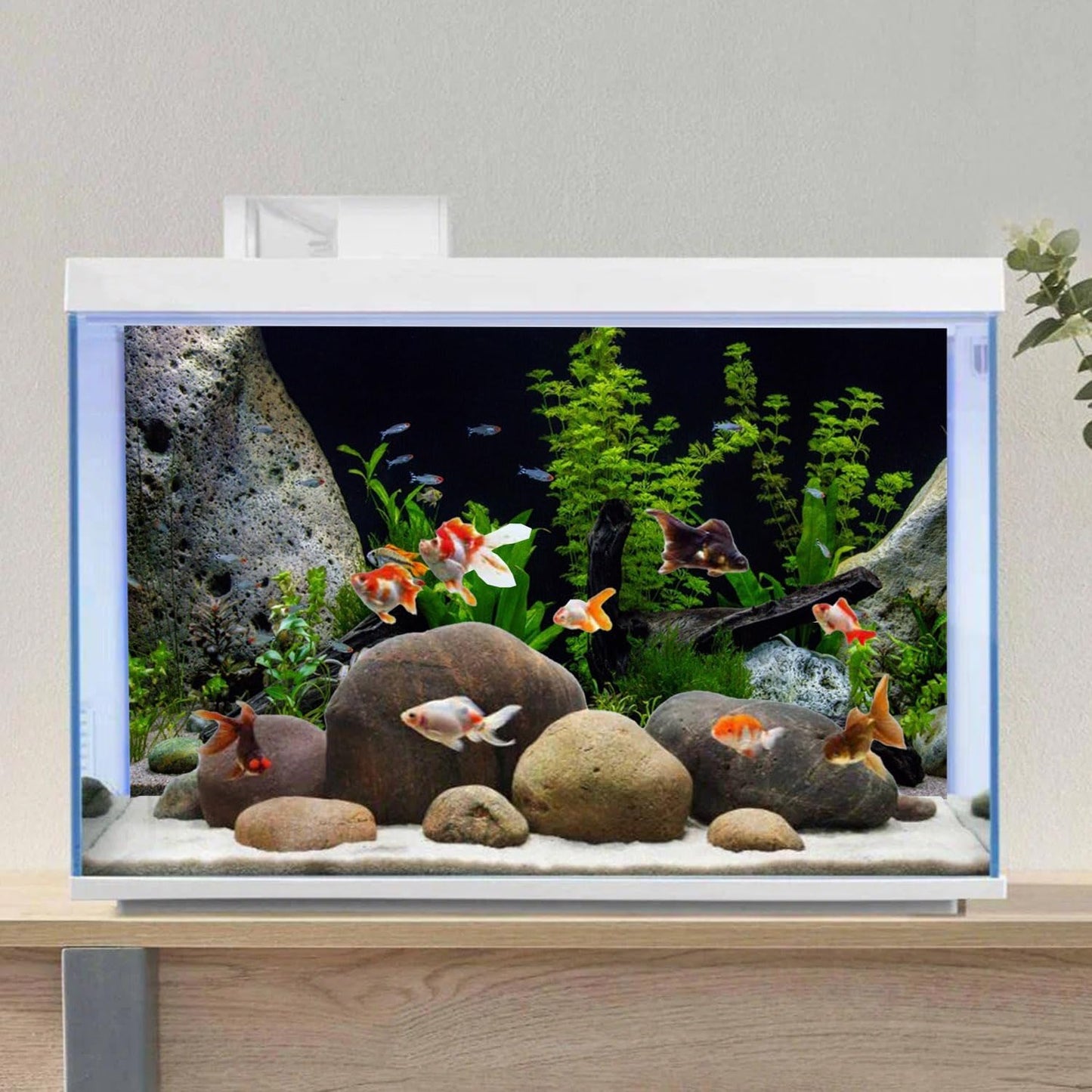 AWERT Vinyl Underwater Aquatic Plant Fish Tank Background Stone River Bed & Lake Aquarium Background 36x20 inches