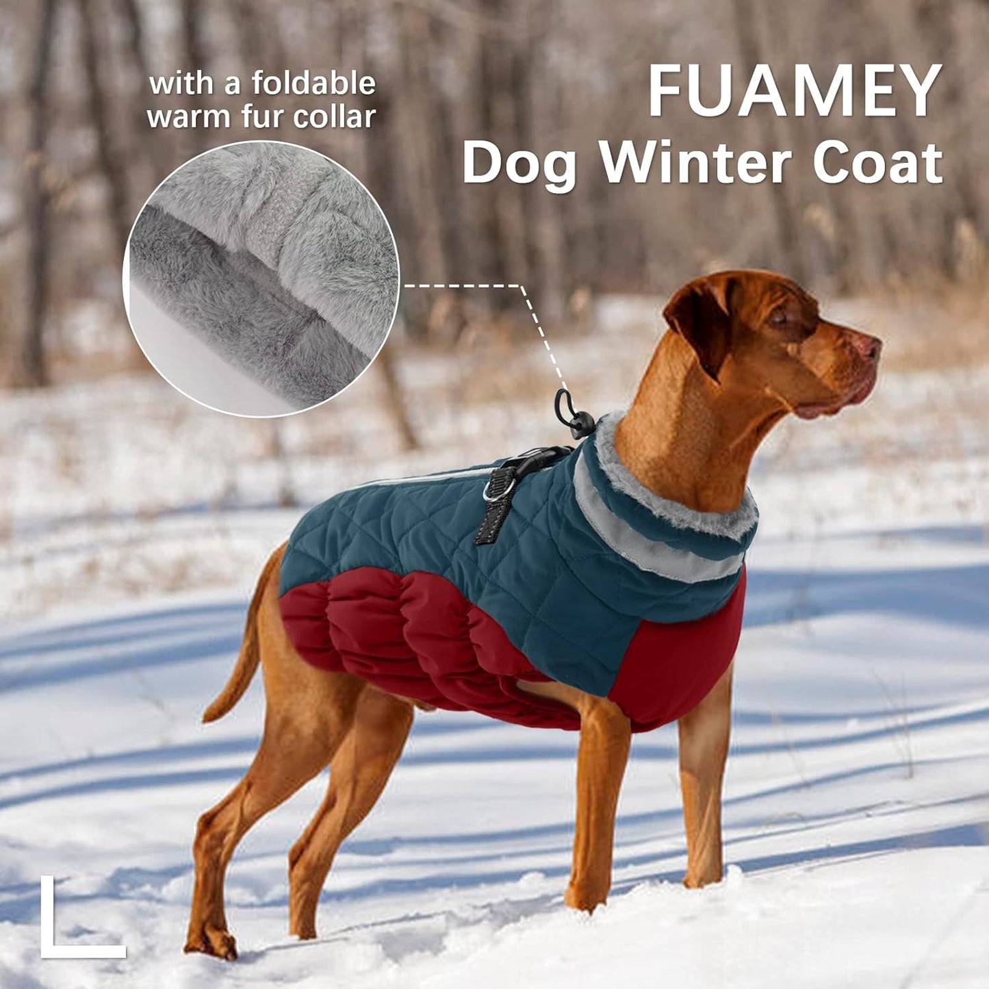 FUAMEY Dog Coat for Small Dogs,Waterproof Dog Winter Jacket with Harness Built in Puppy Cold Weather Coats Reflective Pet Vest with Zipper Warm Fleece Dogs Snowsuit Windproof Dark Blue XS