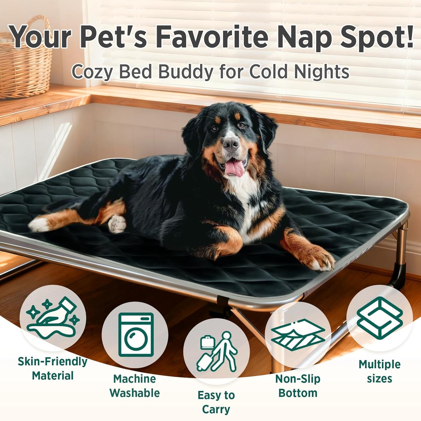 furrybaby Dog Bed Mat Flat Crate Mat with Anti-Slip Bottom Machine Washable Pet Kennel Pad for Dog Sleeping (M 30x19'', Grey Mat)