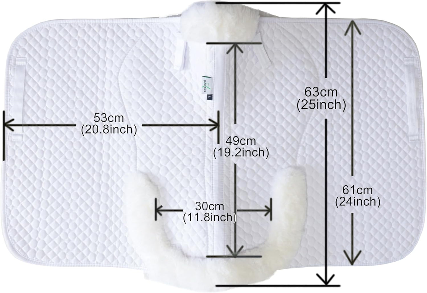 Woolous Dressage Saddle Pad, English Saddle Pad with Sheepskin Trim, Lambskin Wool Fleece Lining, Square Saddle Pad for Equestrian Riding, Comfortable & Shock Absorbing