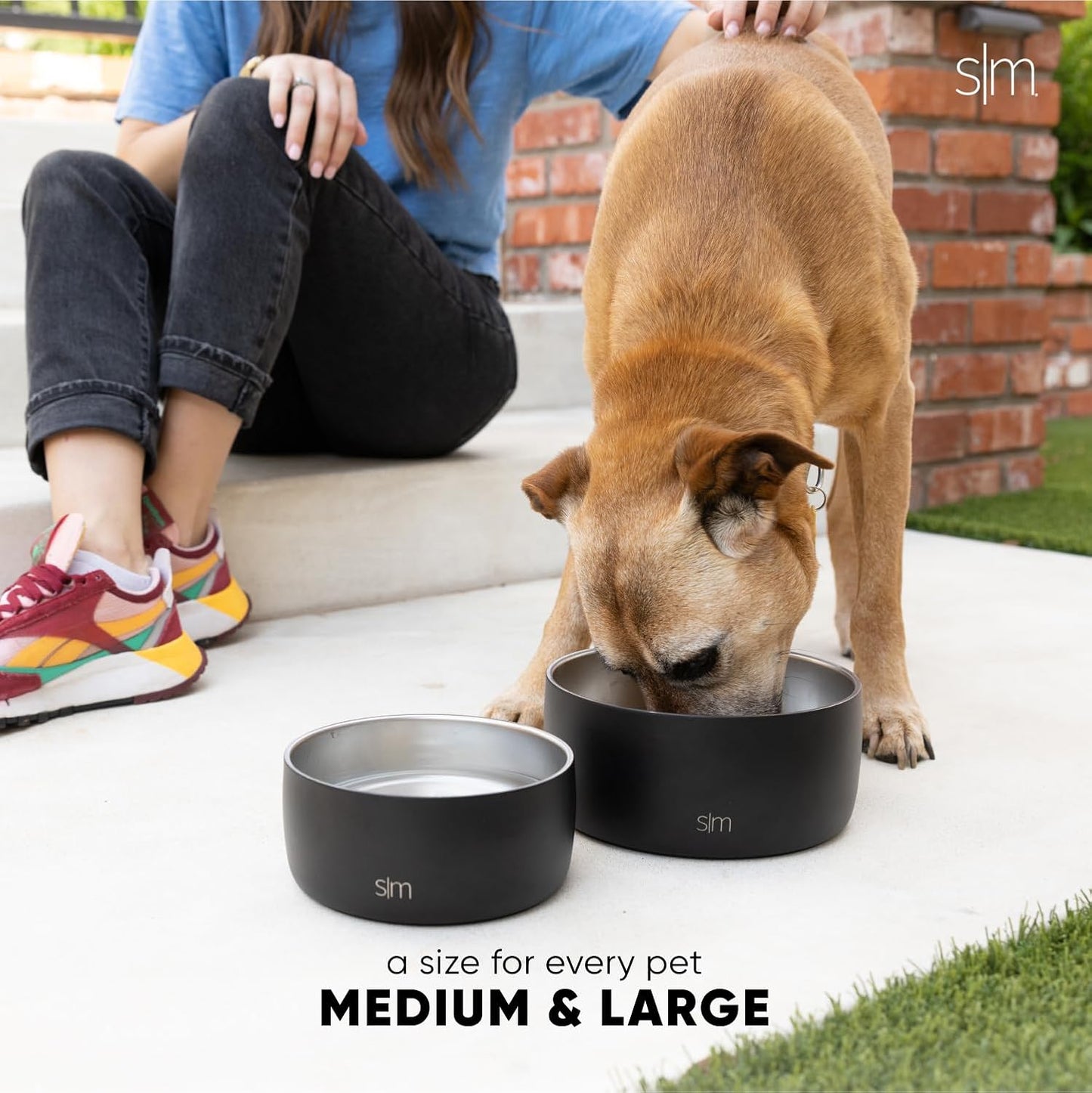 Simple Modern Stainless Steel Pet Water Bowl for Dogs & Cats | Insulated Stainless Steel Food Bowls for Dog Cat | No Tip No Slip BPA Free | Bentley Collection | Medium (4 Cups) | Midnight Black