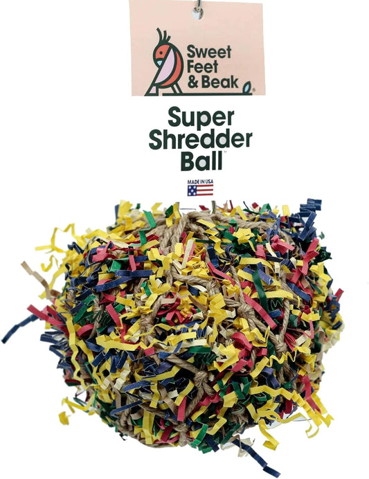 Super Shredder Ball - Bird Cage Accessories to Keep Your Bird Busy Foraging for Hidden Treasures - Non-Toxic, Easy to Install Bird Foraging Toys for Large Sized Birds - 7 Inch