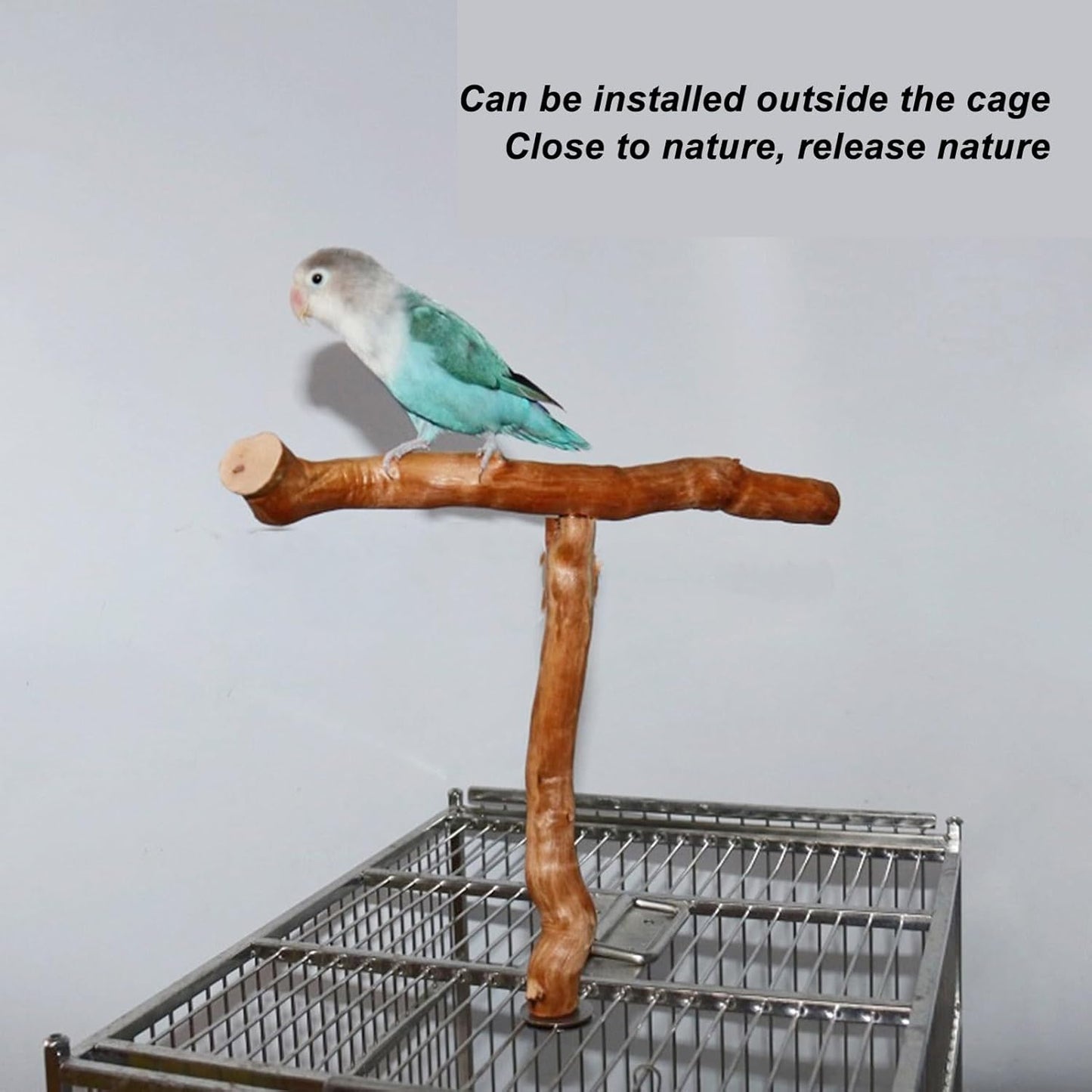 Wood Bird Perch, T Shaped Birdcage Stand Wooden Parrot Perch Stand Perch for Bird Cage Grinding Bird Perch Branches, T Perch Bird Accessory, Easy to Install