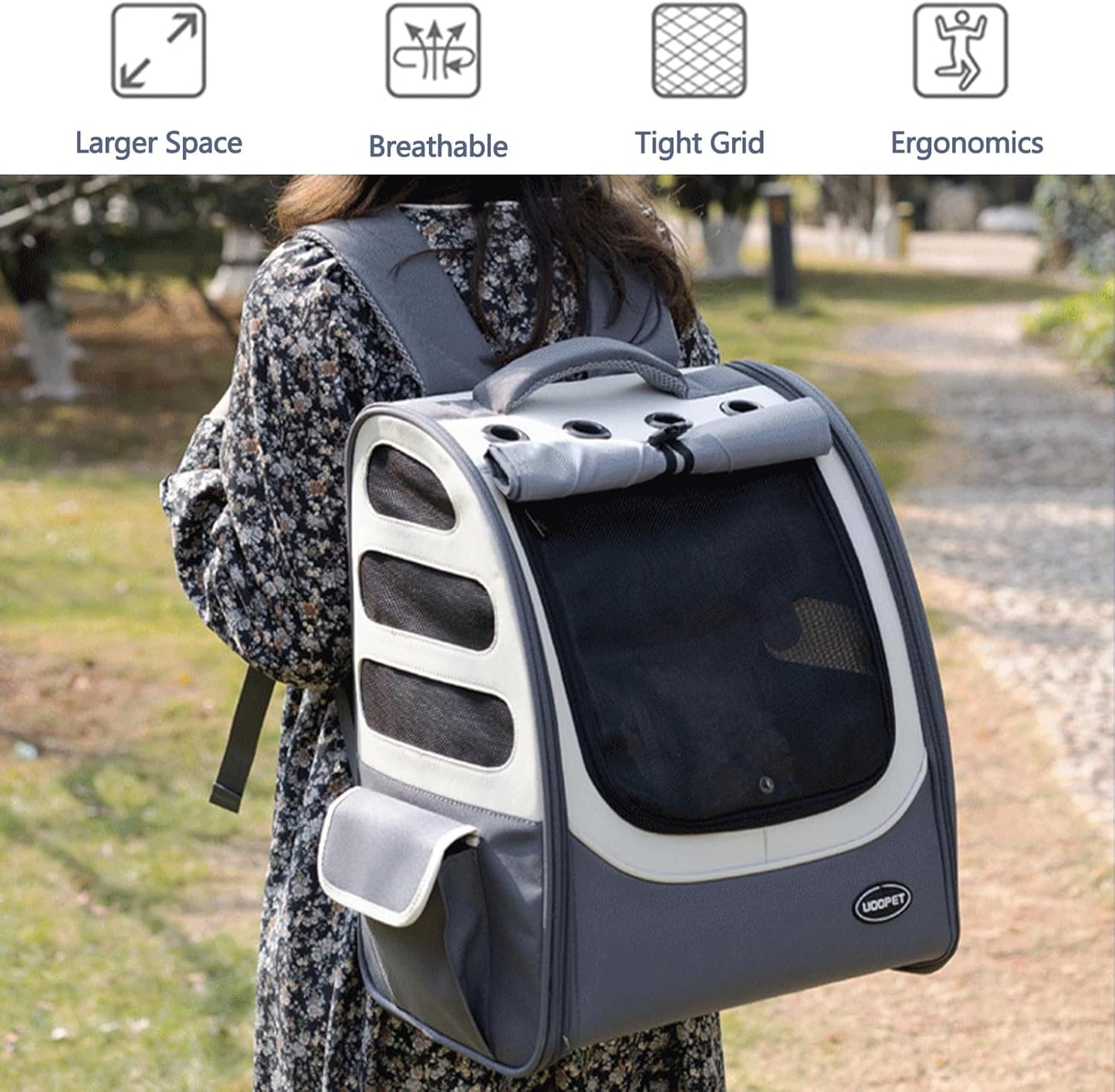 Dog Backpack, Ventilated Pet Hiking Backpack Travel Bag, Airline Approved Cat Backpack for Travel, Hiking, Outdoor Use(Blue)